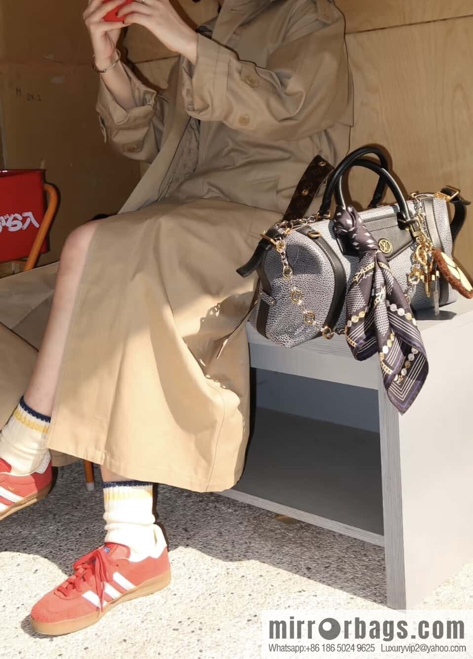 [Boutique‑grade] M14702 gray-blue, full leather locomotive bag LV Biker medium handbag, locomotive bag