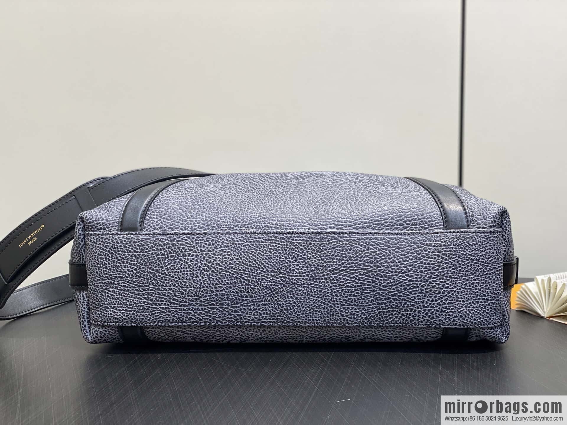 [Boutique‑grade] M14702 gray-blue, full leather locomotive bag LV Biker medium handbag, locomotive bag