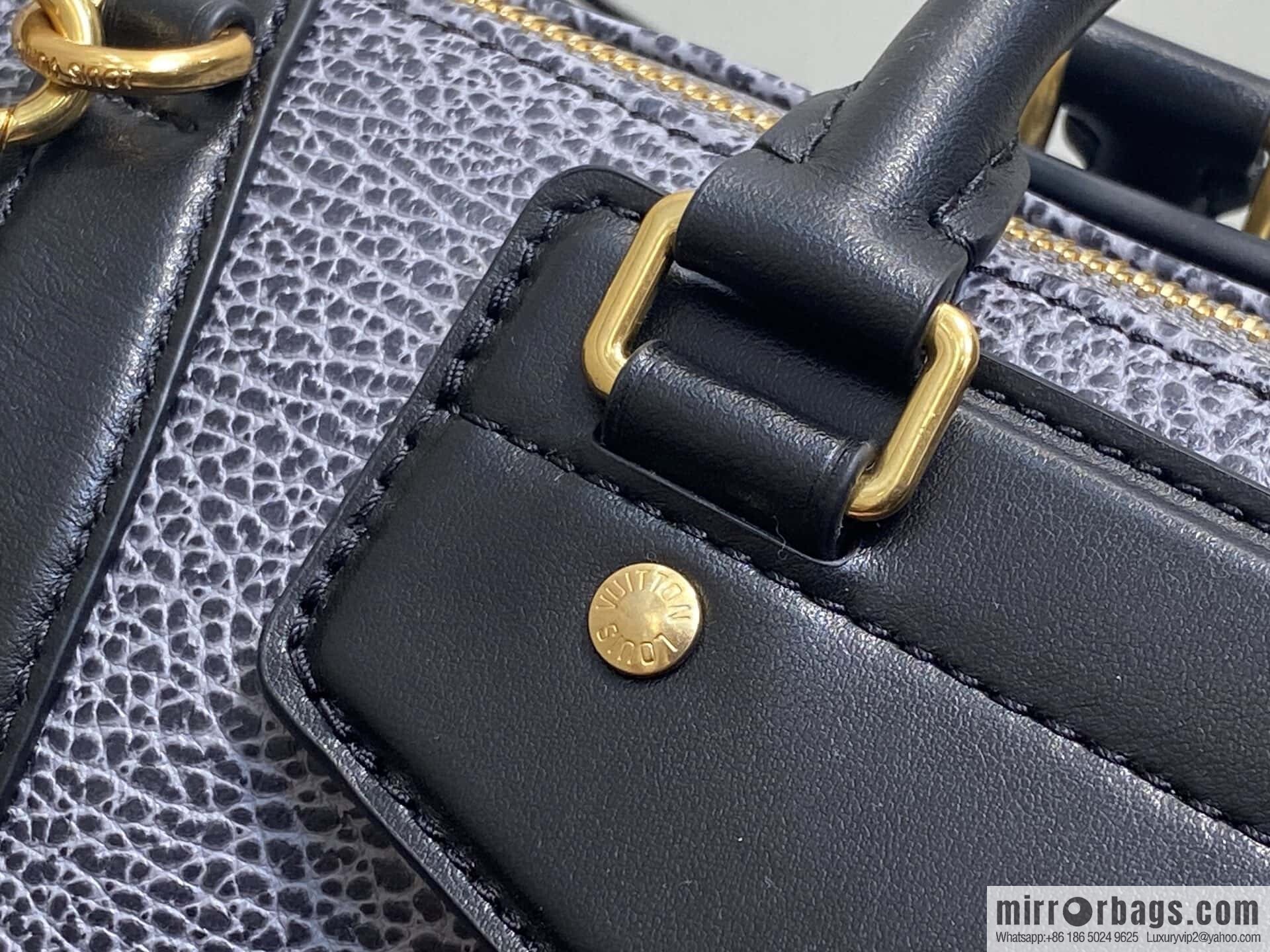 [Boutique‑grade] M14702 gray-blue, full leather locomotive bag LV Biker medium handbag, locomotive bag
