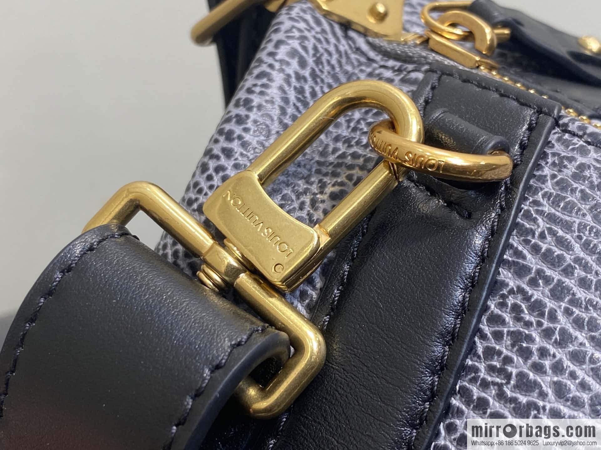 [Boutique‑grade] M14702 gray-blue, full leather locomotive bag LV Biker medium handbag, locomotive bag
