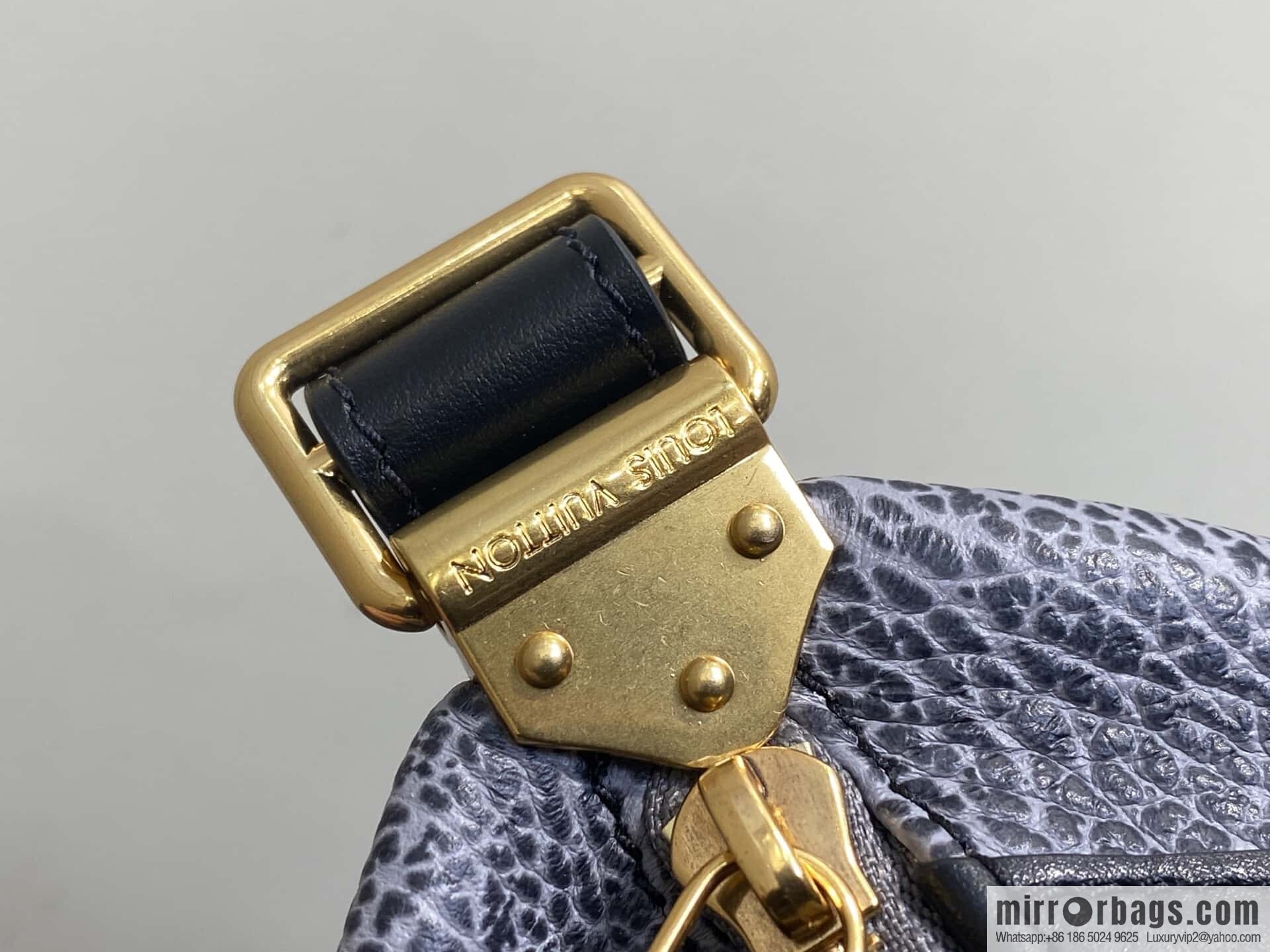 [Boutique‑grade] M14702 gray-blue, full leather locomotive bag LV Biker medium handbag, locomotive bag