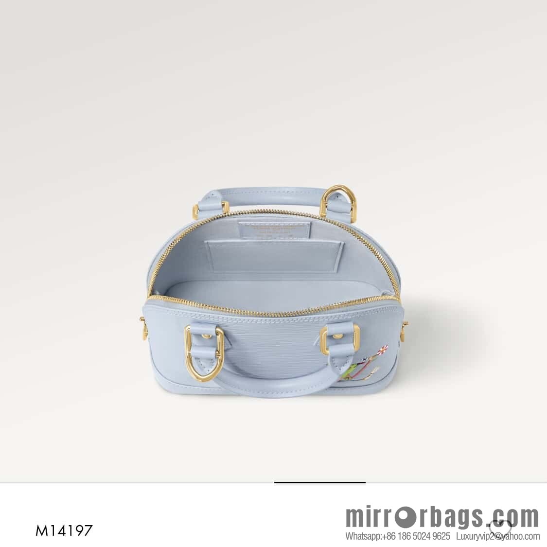 [Boutique‑grade] M14197 light blue, water ripple shell bag, the new LV x TM ALMA BB handbag of the season