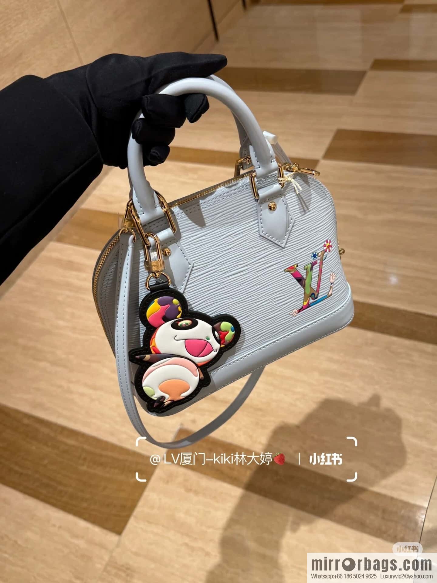 [Boutique‑grade] M14197 light blue, water ripple shell bag, the new LV x TM ALMA BB handbag of the season