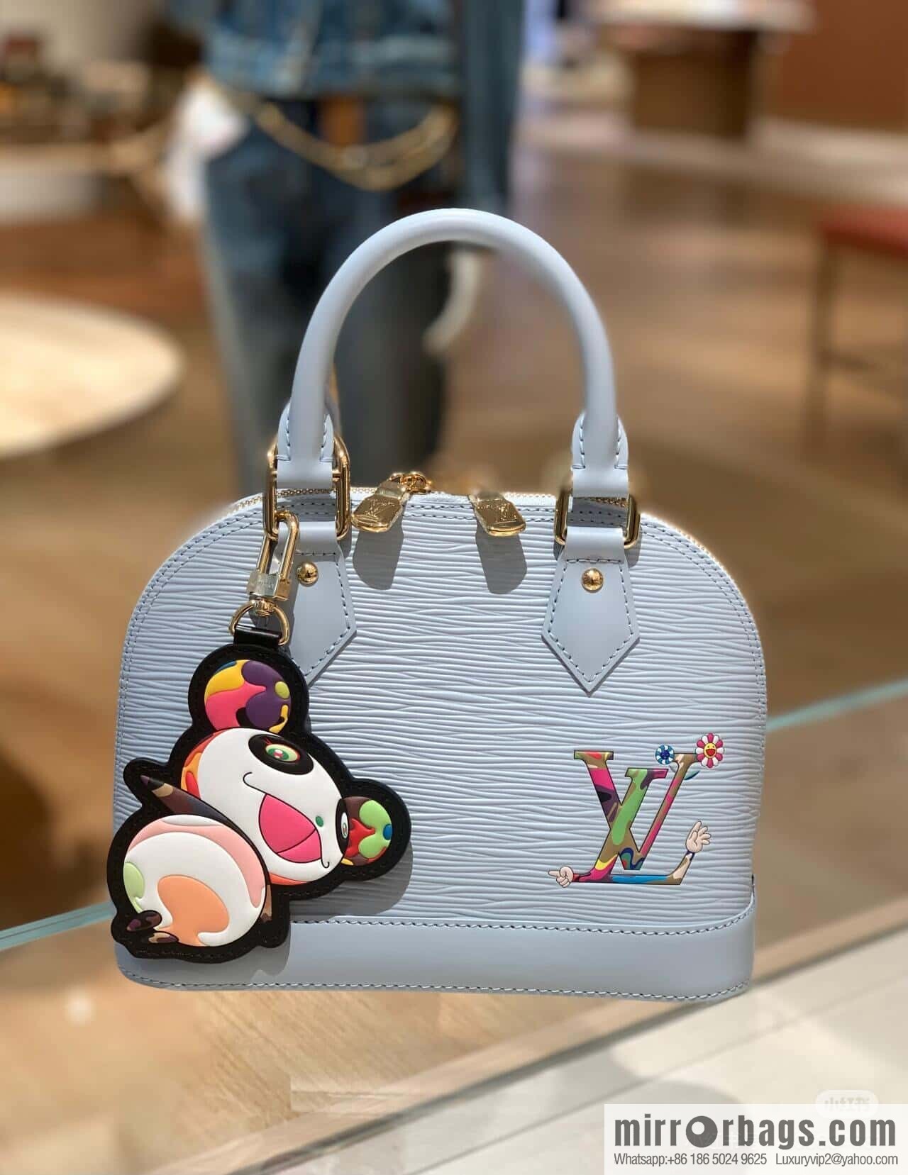 [Boutique‑grade] M14197 light blue, water ripple shell bag, the new LV x TM ALMA BB handbag of the season
