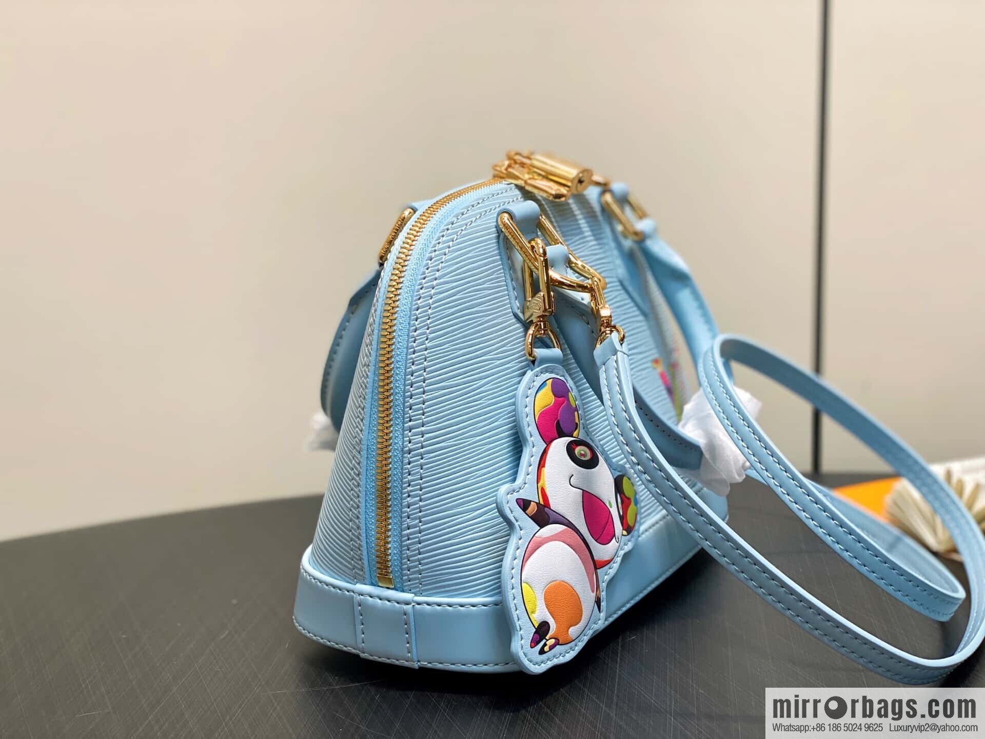[Boutique‑grade] M14197 light blue, water ripple shell bag, the new LV x TM ALMA BB handbag of the season