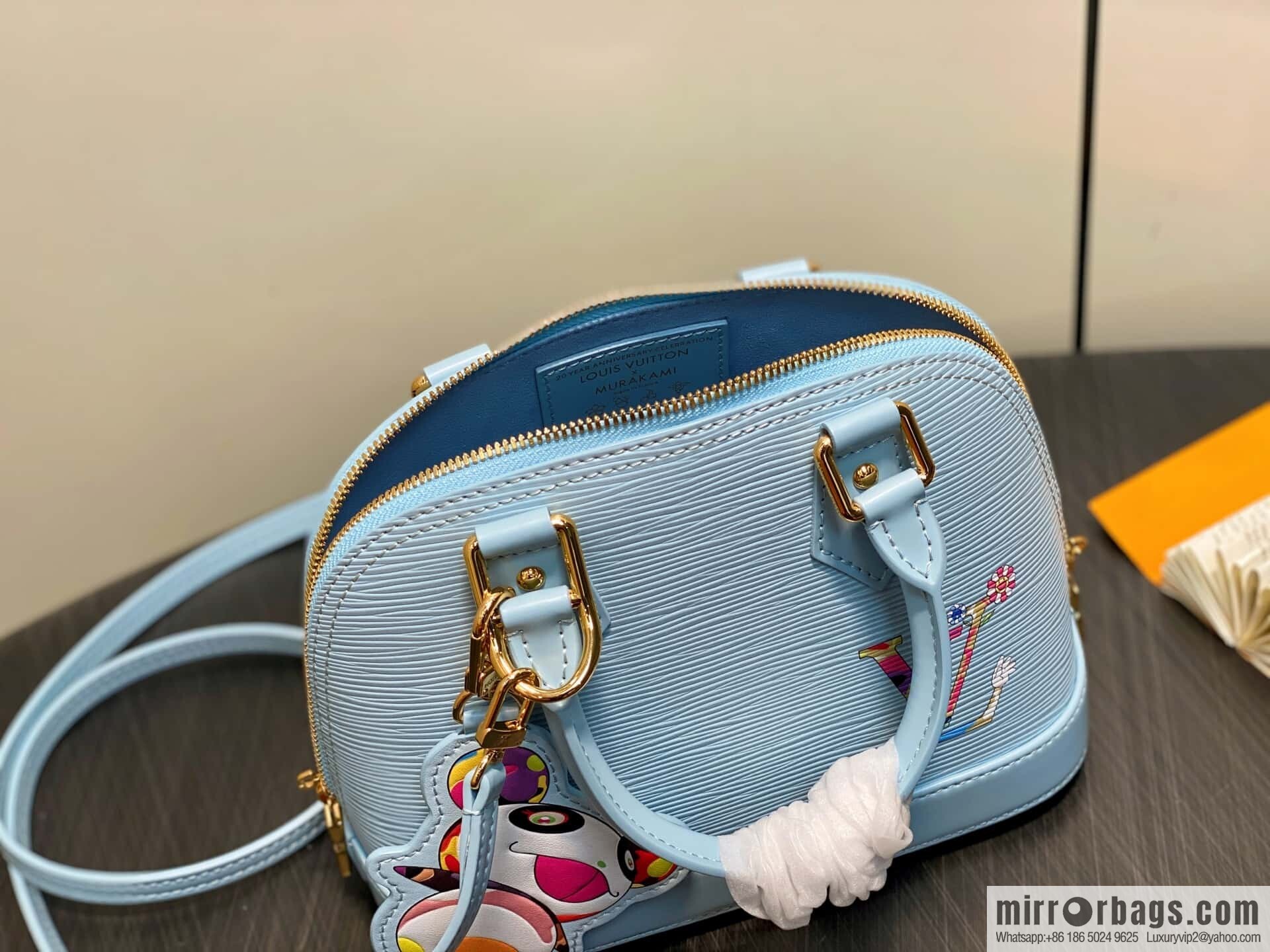 [Boutique‑grade] M14197 light blue, water ripple shell bag, the new LV x TM ALMA BB handbag of the season