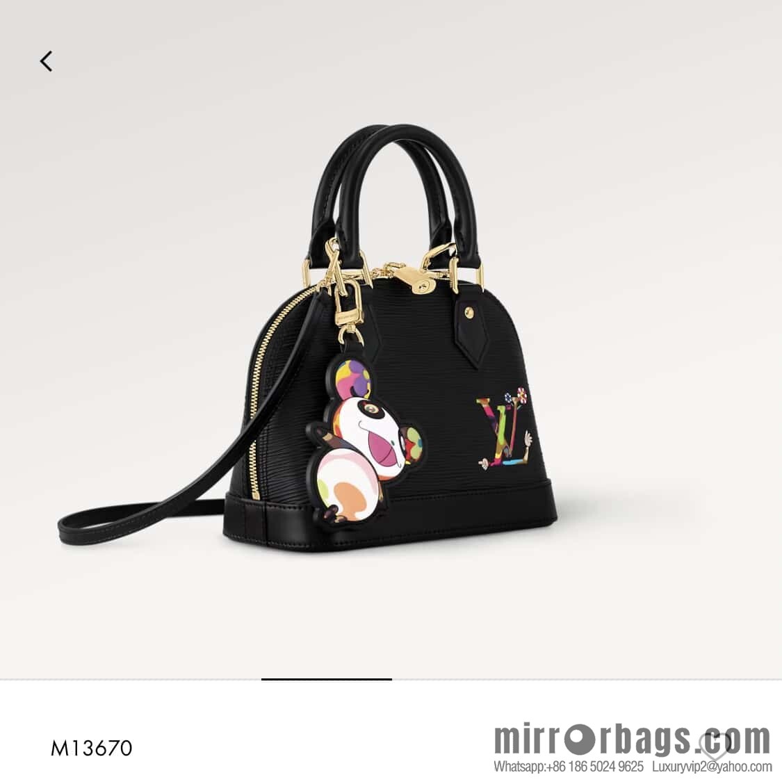 [Boutique‑grade] M13670 black, water ripple shell bag, the new LV x TM ALMA BB handbag of the season.