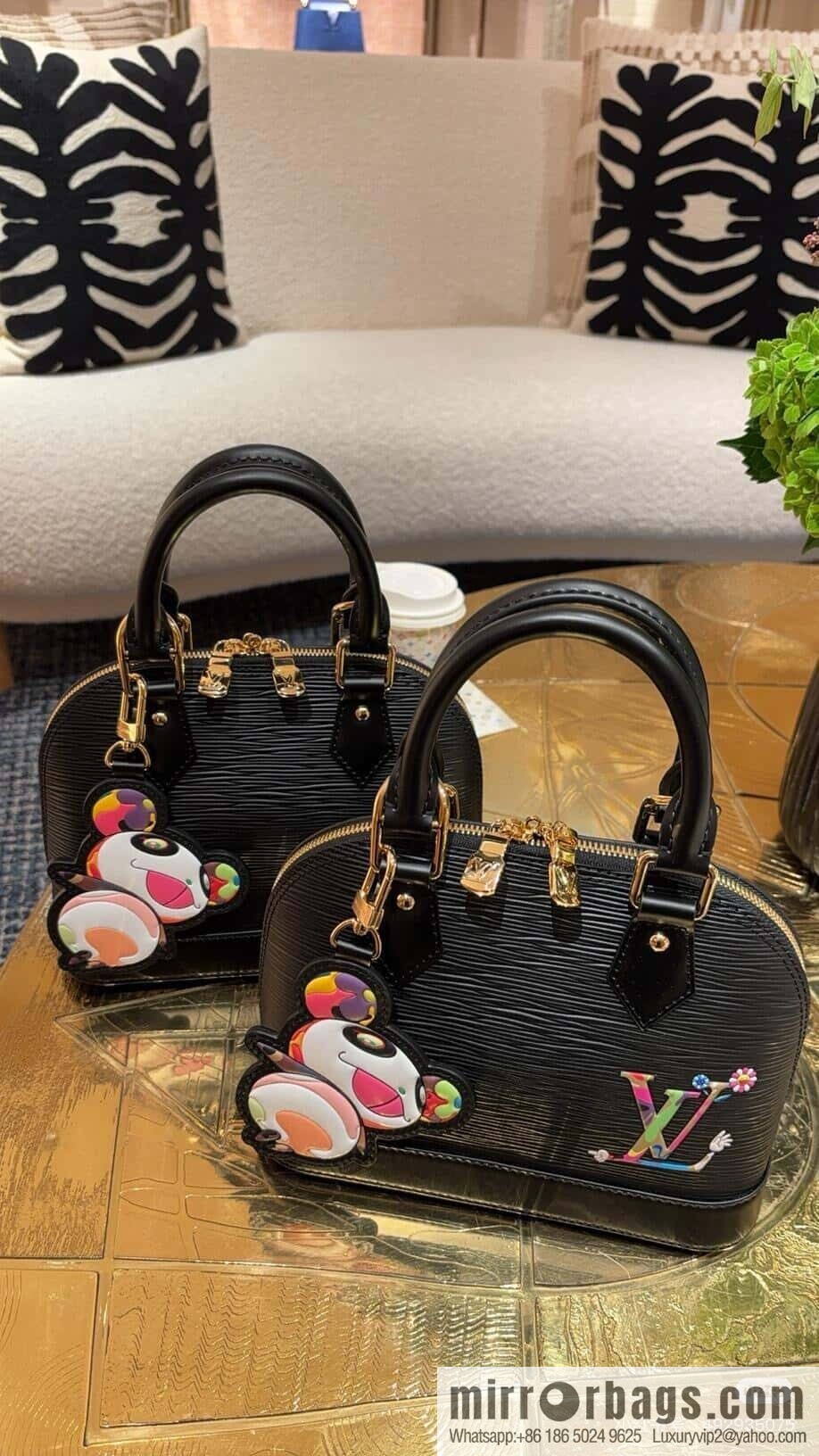 [Boutique‑grade] M13670 black, water ripple shell bag, the new LV x TM ALMA BB handbag of the season.