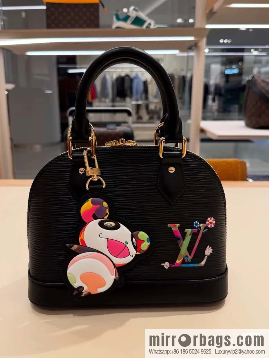 [Boutique‑grade] M13670 black, water ripple shell bag, the new LV x TM ALMA BB handbag of the season.