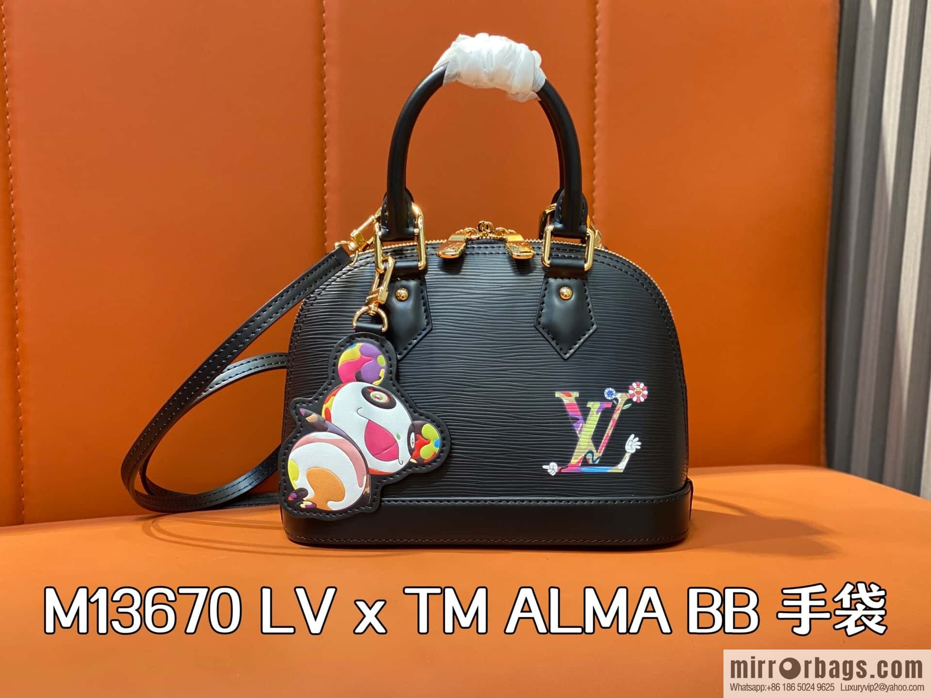 [Boutique‑grade] M13670 black, water ripple shell bag, the new LV x TM ALMA BB handbag of the season.