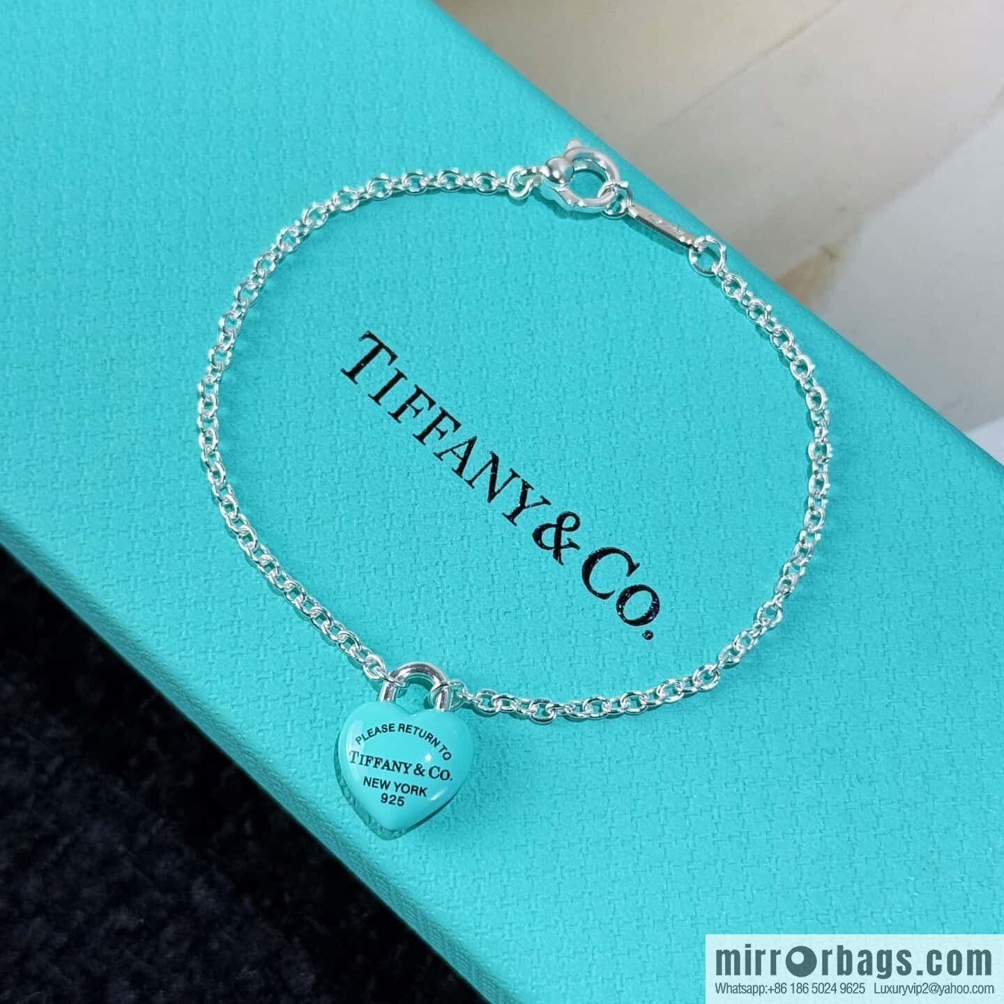 TIFFANY & Co. Tiffany blue peach heart love bracelet, necklace