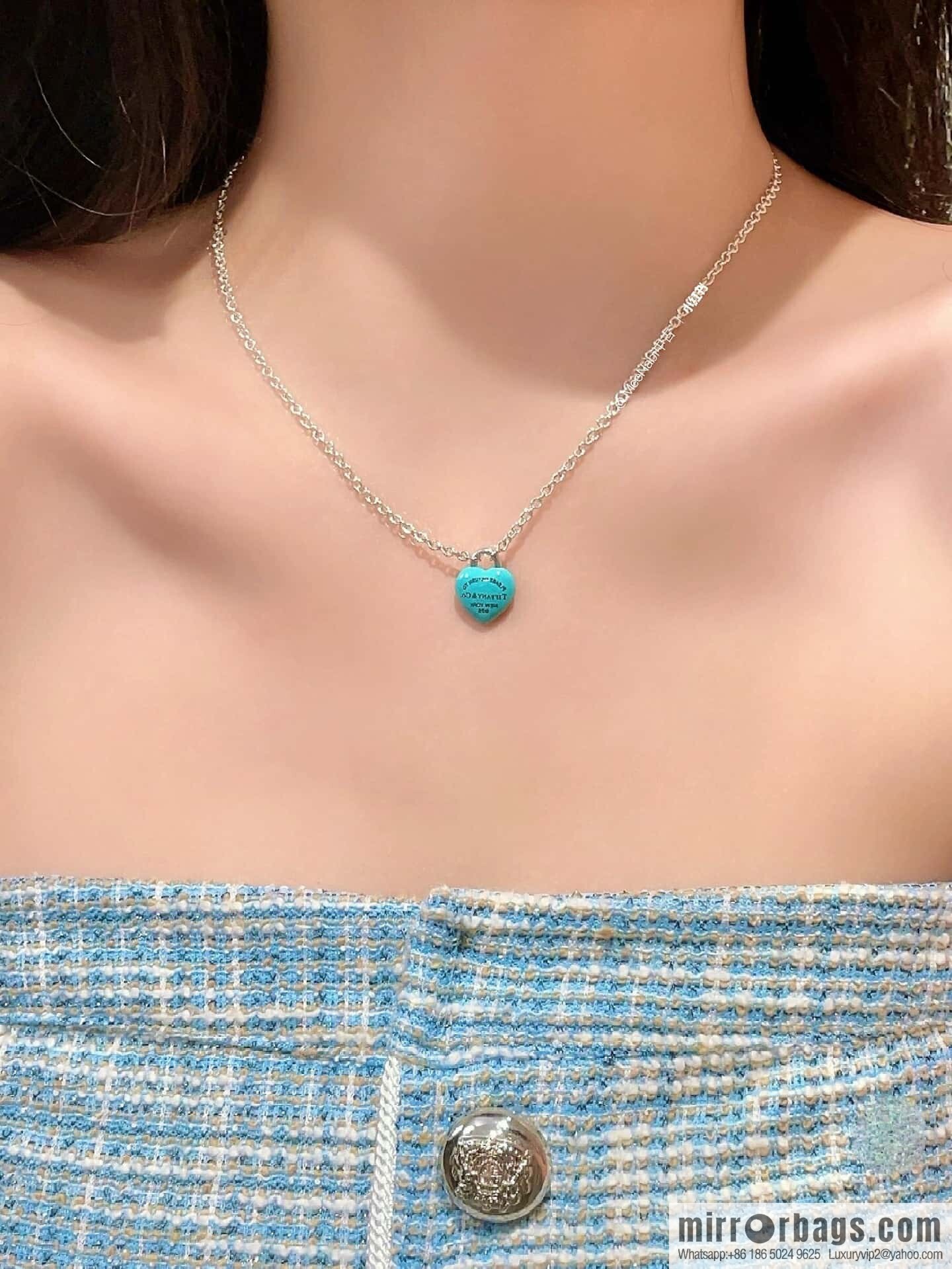 TIFFANY & Co. Tiffany blue peach heart love bracelet, necklace