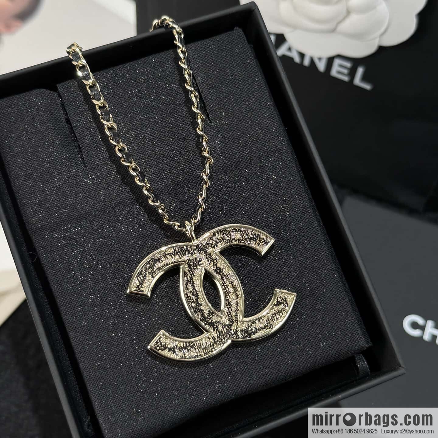 ❗️New ❗️☀️ New ☑️ Chanel Double C Black Leather Rope Necklace ☀️