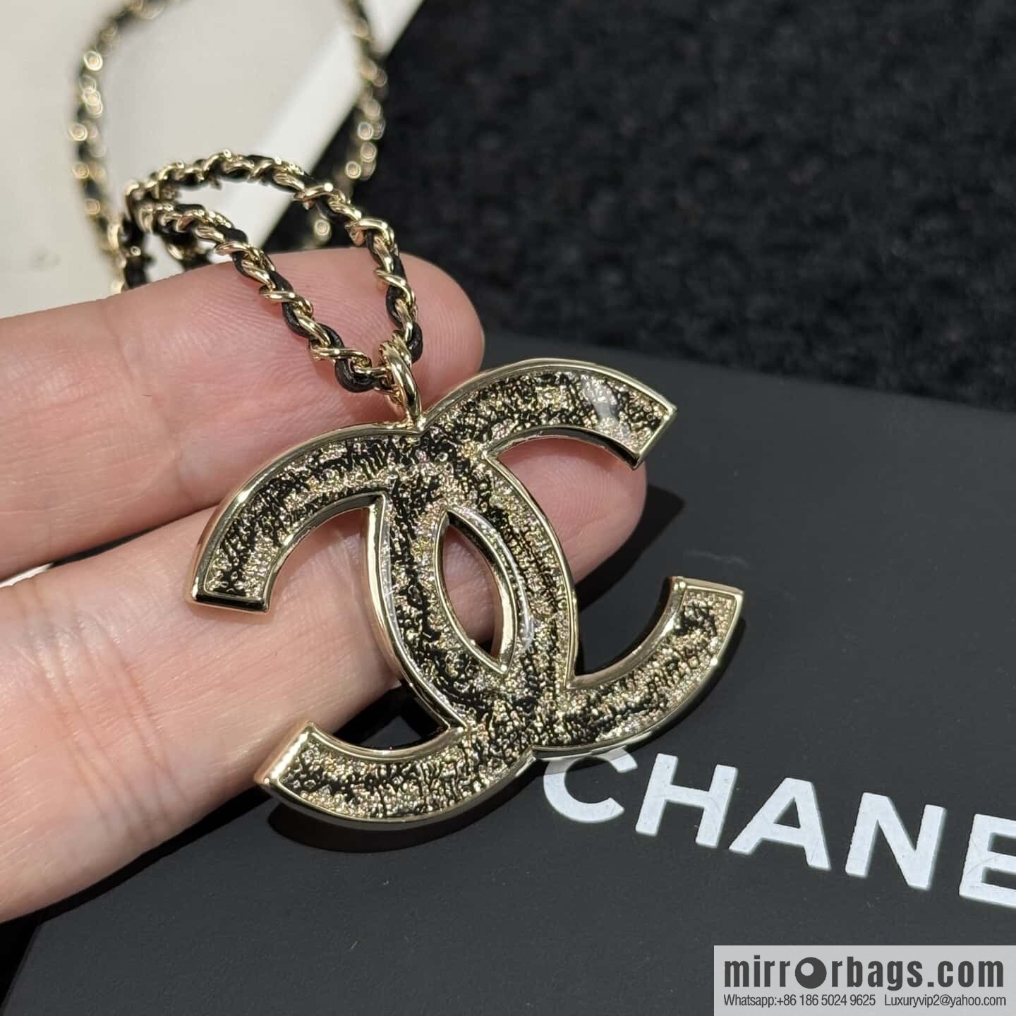 ❗️New ❗️☀️ New ☑️ Chanel Double C Black Leather Rope Necklace ☀️