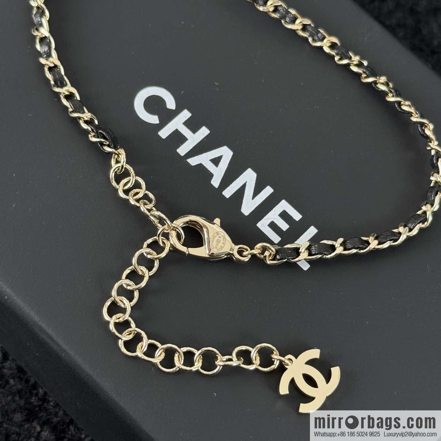 ❗️New ❗️☀️ New ☑️ Chanel Double C Black Leather Rope Necklace ☀️