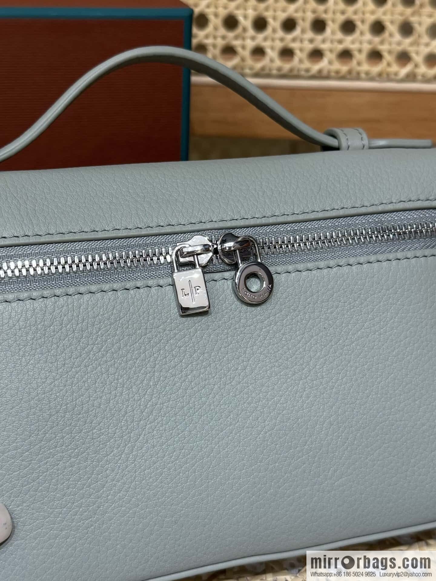 Loro Piana 2nd Generation Extra Pocket L19 Clutch Bag FAN4046 Eucalyptus Silver Buckle