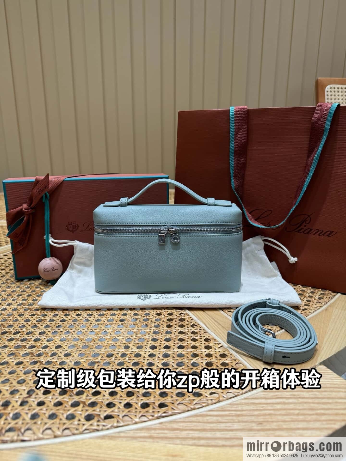 Loro Piana 2nd Generation Extra Pocket L19 Clutch Bag FAN4046 Eucalyptus Silver Buckle