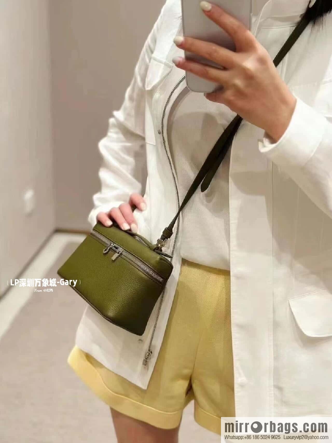 Loro Piana 2nd Generation Extra Pocket L19 Clutch Bag FAN4046 Olive Green Silver Buckle