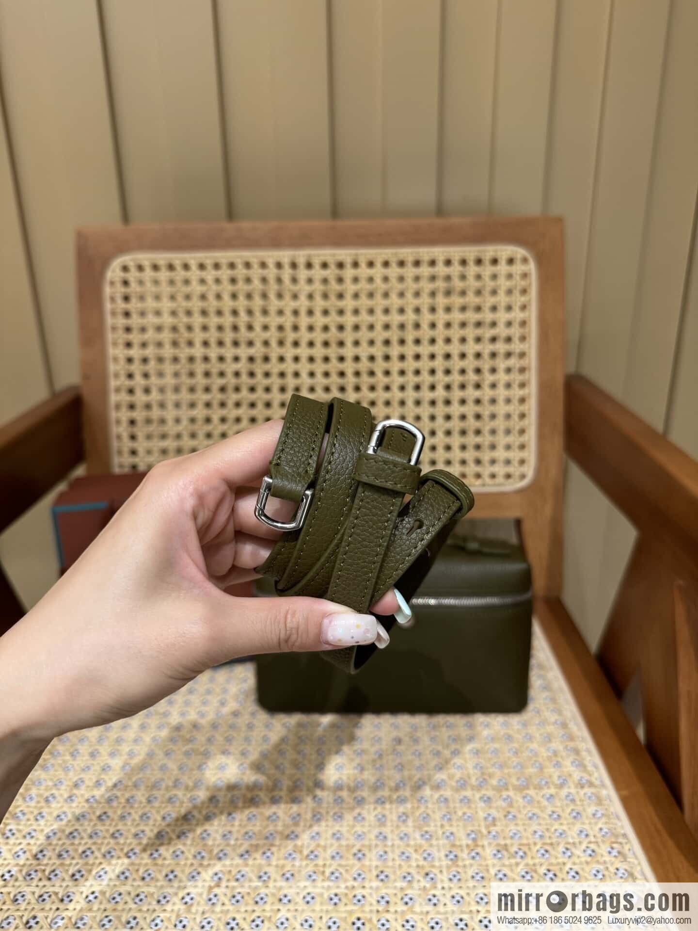 Loro Piana 2nd Generation Extra Pocket L19 Clutch Bag FAN4046 Olive Green Silver Buckle