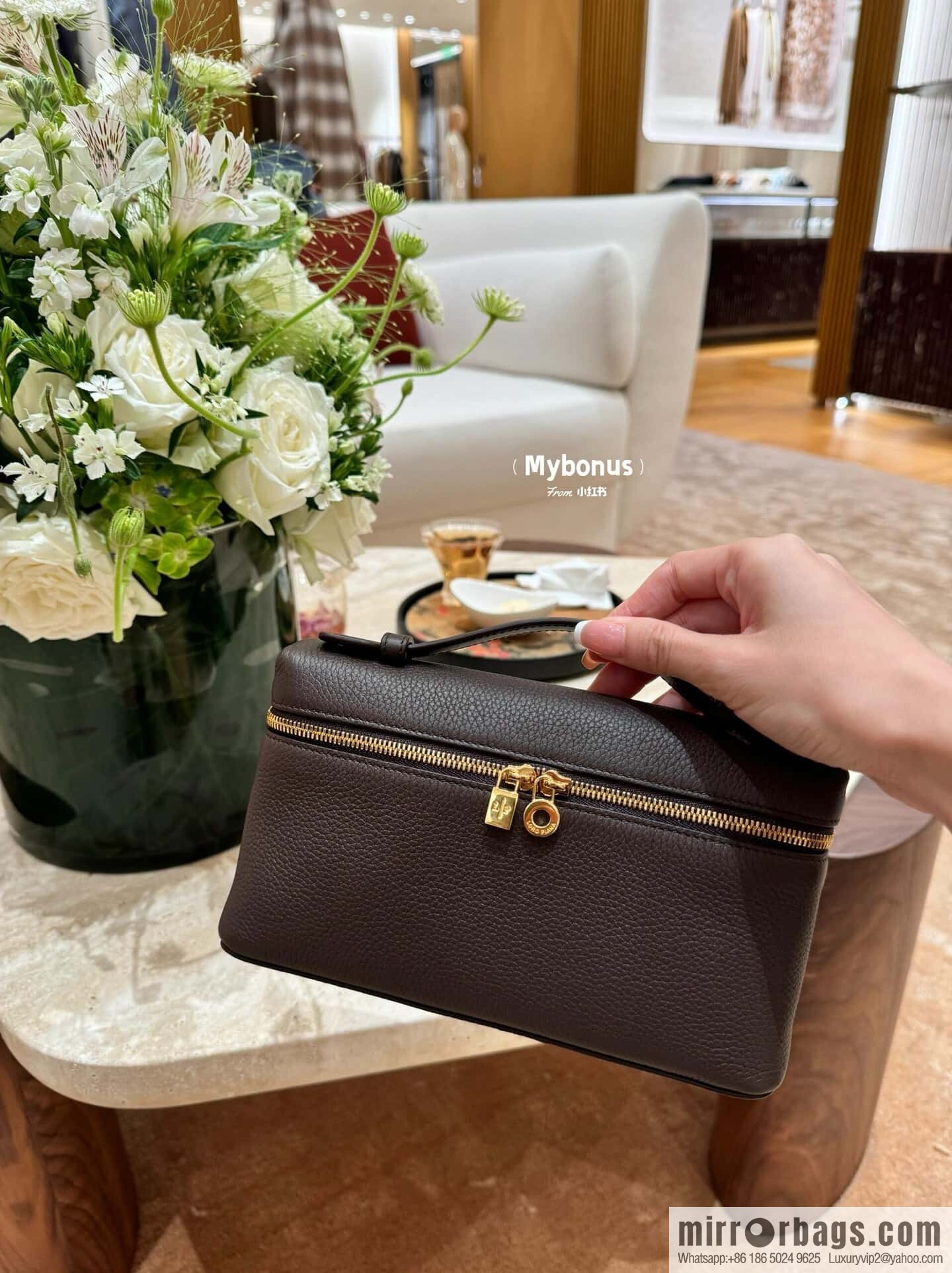 Loro Piana 2nd Generation Extra Pocket L19 Clutch Bag FAN4046 Chocolate Brown Gold Buckle