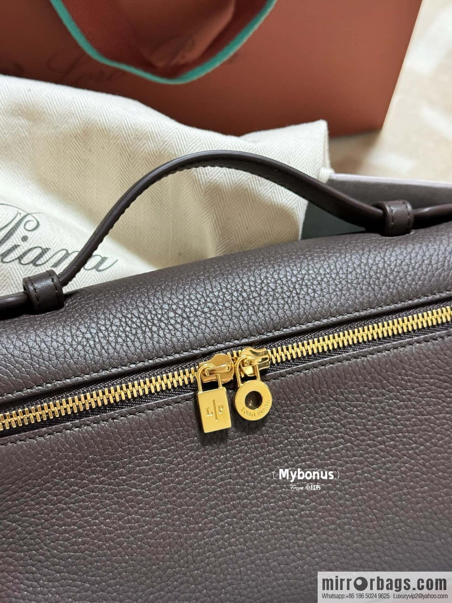 Loro Piana 2nd Generation Extra Pocket L19 Clutch Bag FAN4046 Chocolate Brown Gold Buckle