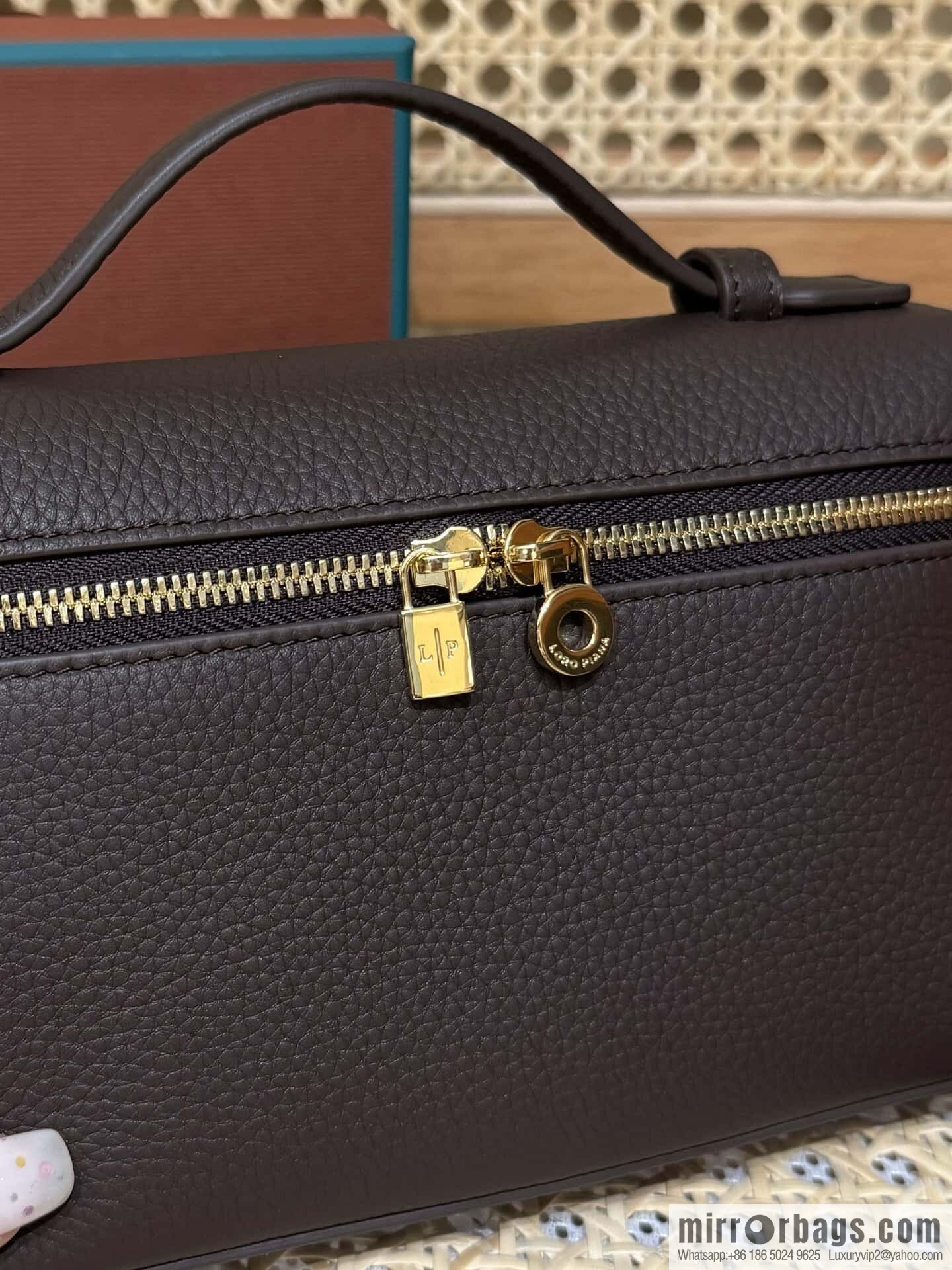 Loro Piana 2nd Generation Extra Pocket L19 Clutch Bag FAN4046 Chocolate Brown Gold Buckle