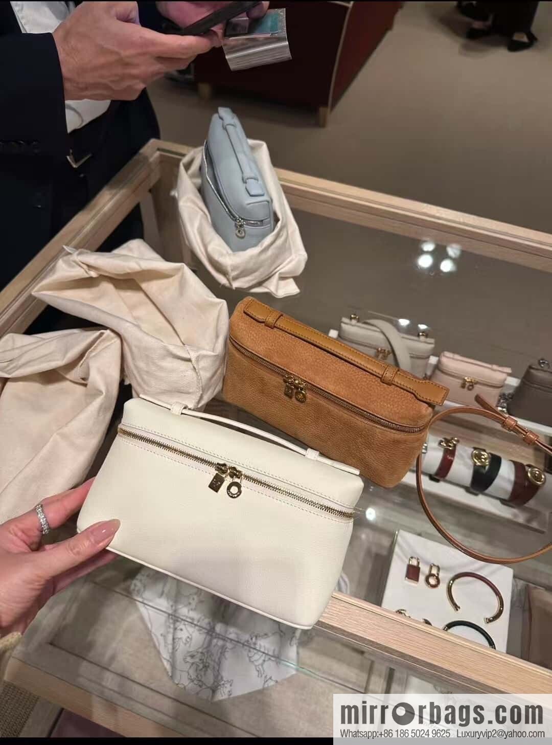 Loro Piana 2nd Generation Extra Pocket L19 Clutch Bag FAN4046 Whispering Platinum Buckle