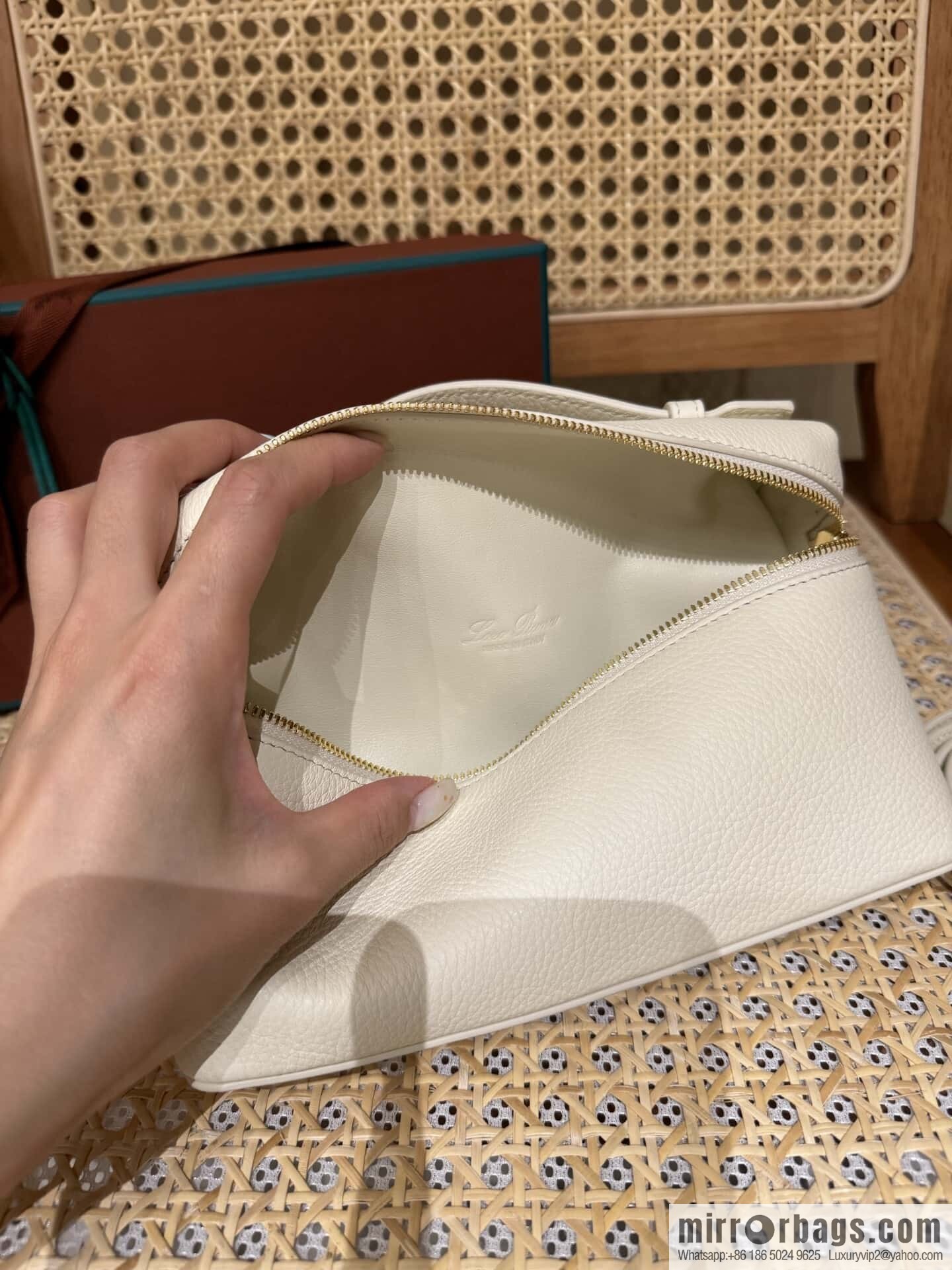 Loro Piana 2nd Generation Extra Pocket L19 Clutch Bag FAN4046 Whispering Platinum Buckle