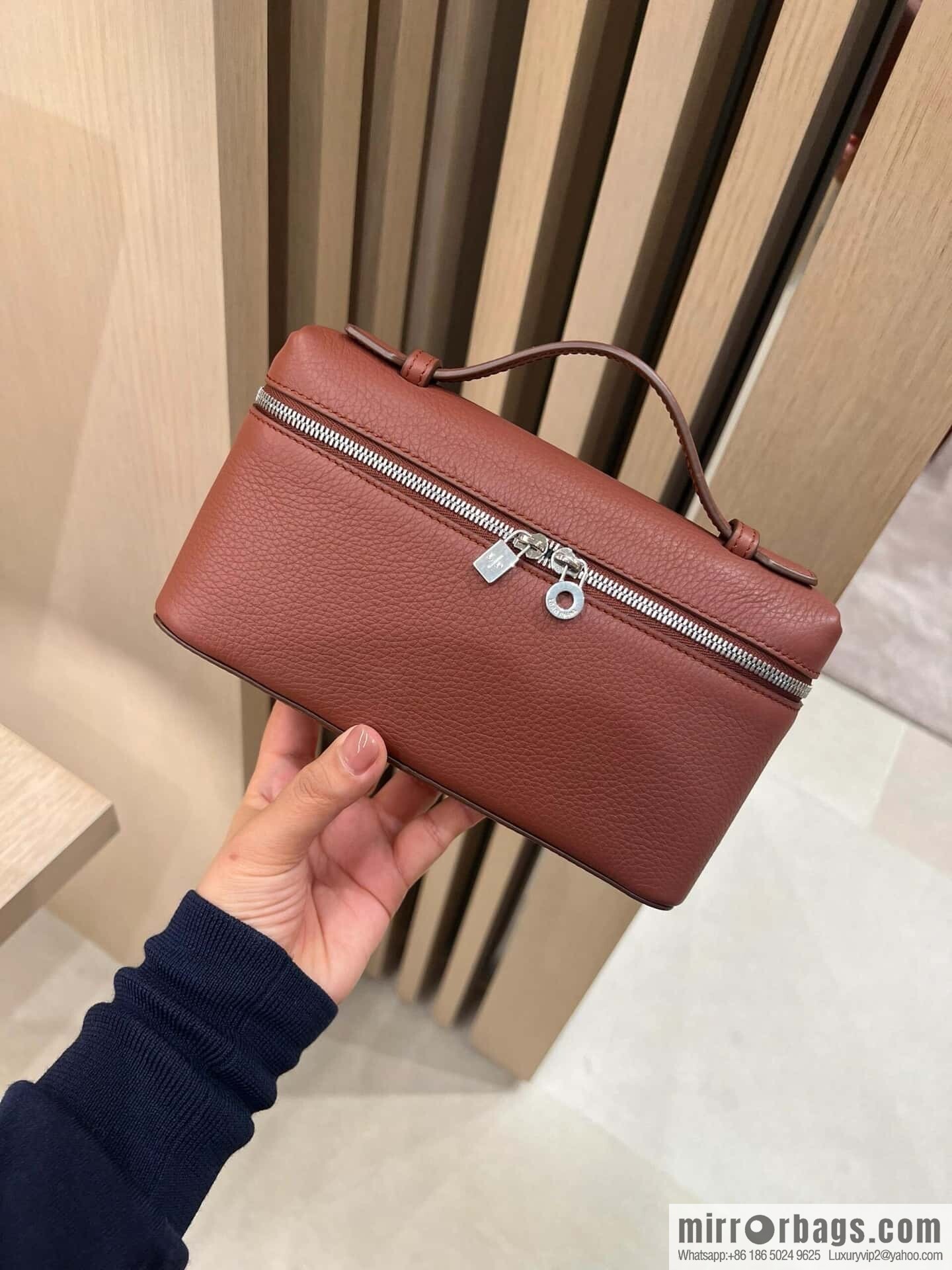 Loro Piana 2nd Generation Extra Pocket L19 Clutch Bag FAN4046 Brick Red Silver Buckle