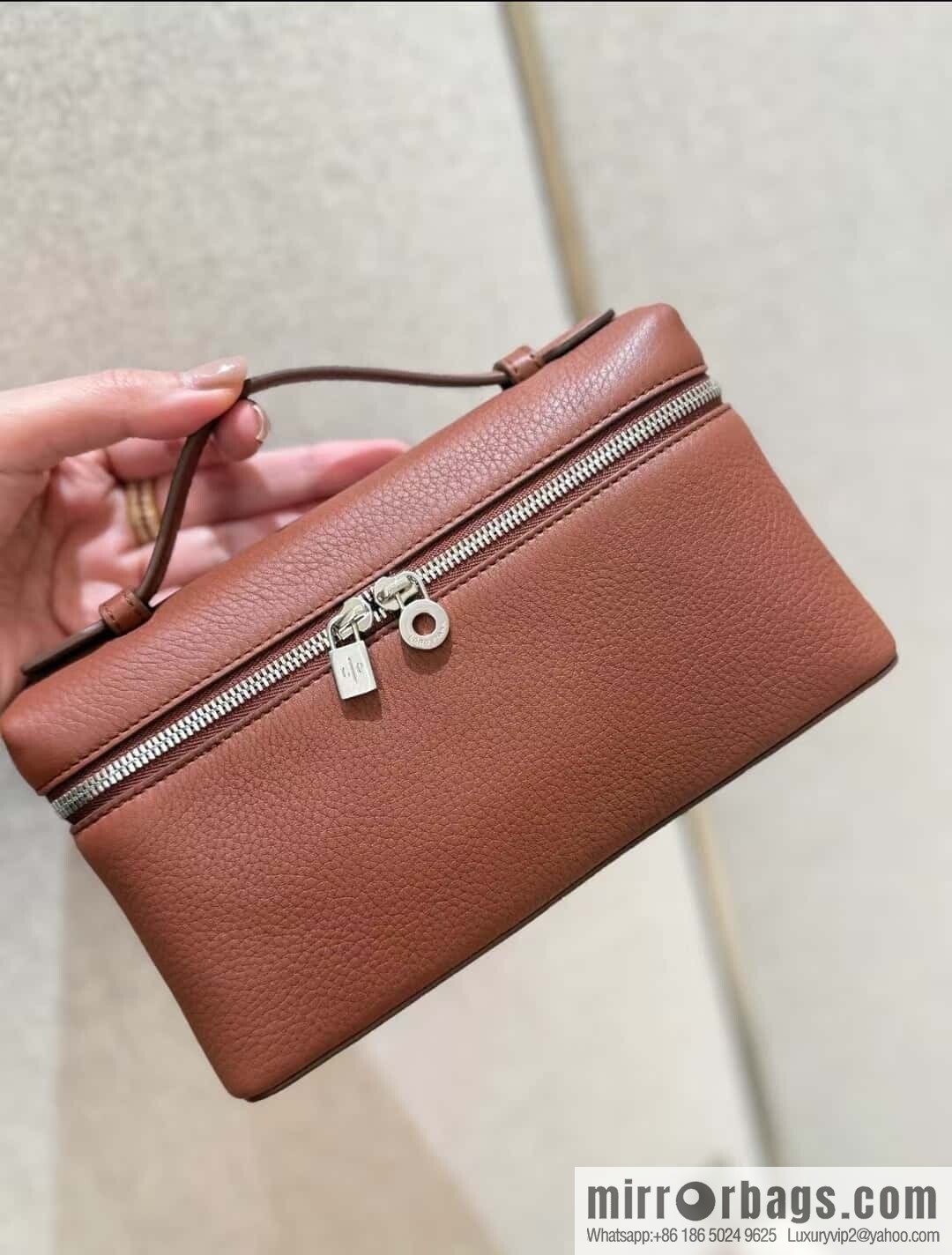 Loro Piana 2nd Generation Extra Pocket L19 Clutch Bag FAN4046 Brick Red Silver Buckle