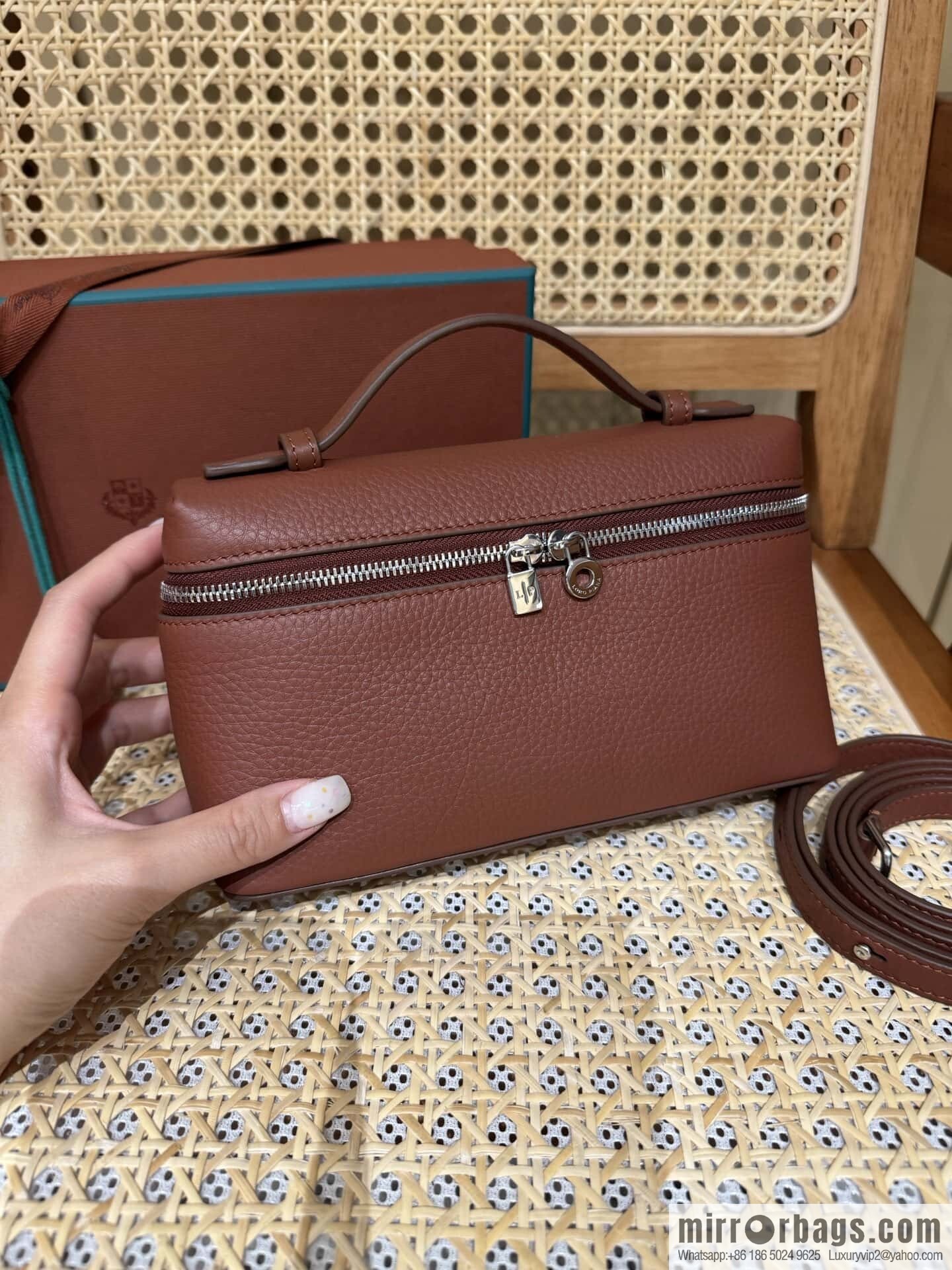 Loro Piana 2nd Generation Extra Pocket L19 Clutch Bag FAN4046 Brick Red Silver Buckle