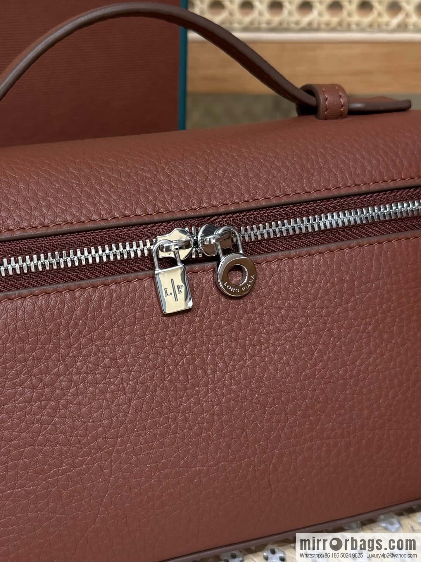 Loro Piana 2nd Generation Extra Pocket L19 Clutch Bag FAN4046 Brick Red Silver Buckle