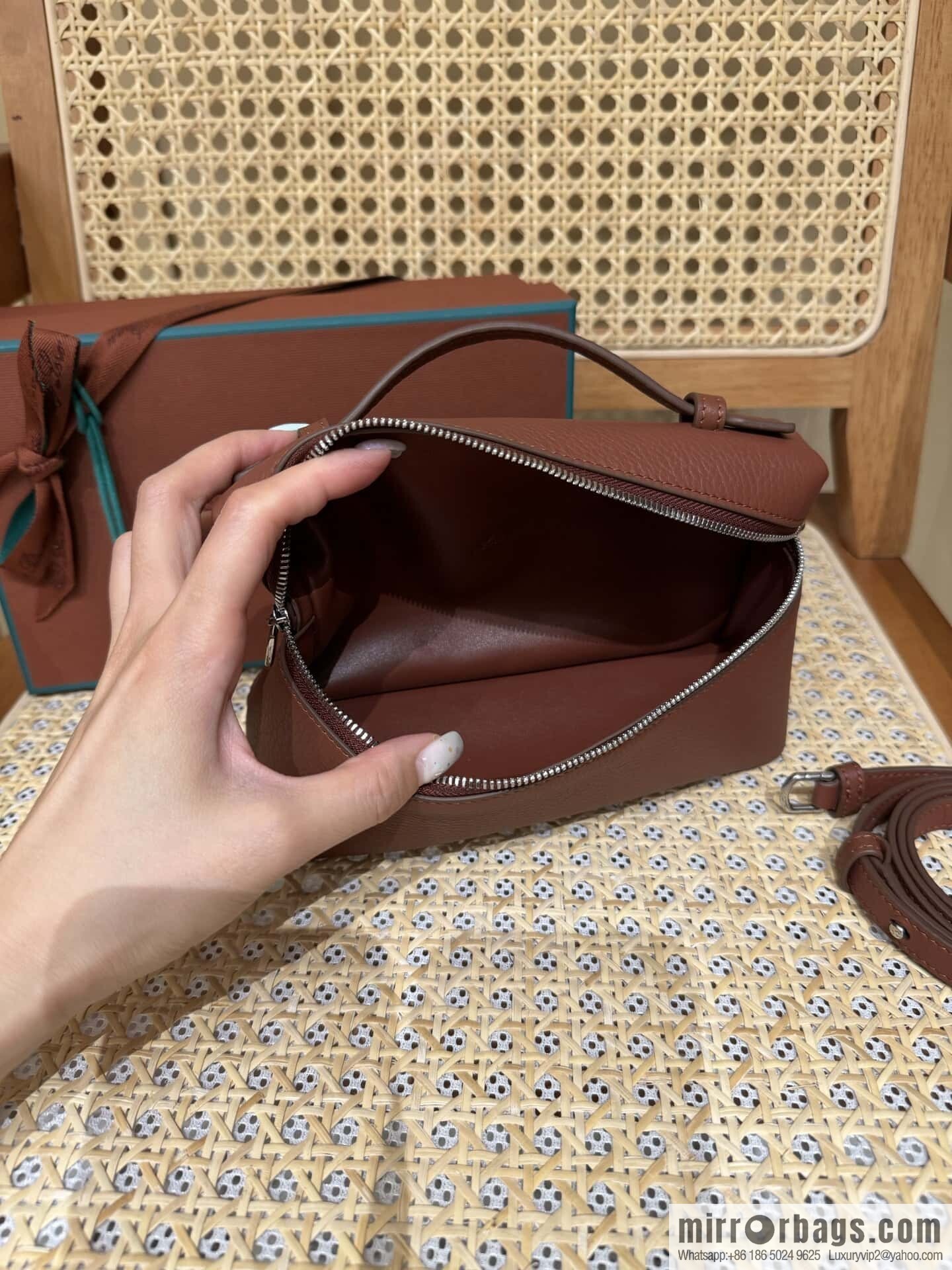 Loro Piana 2nd Generation Extra Pocket L19 Clutch Bag FAN4046 Brick Red Silver Buckle