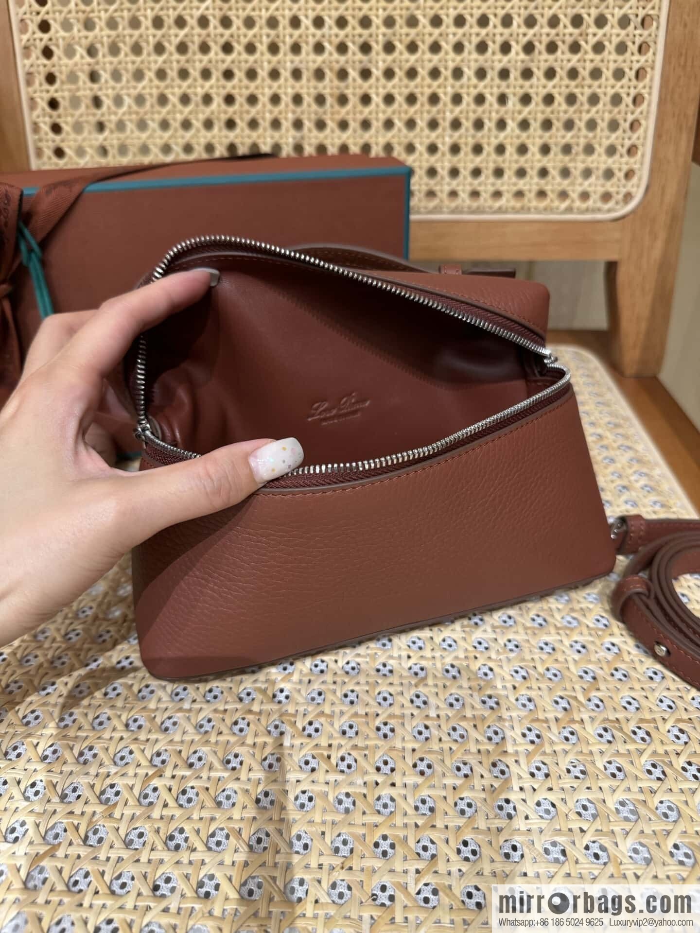 Loro Piana 2nd Generation Extra Pocket L19 Clutch Bag FAN4046 Brick Red Silver Buckle