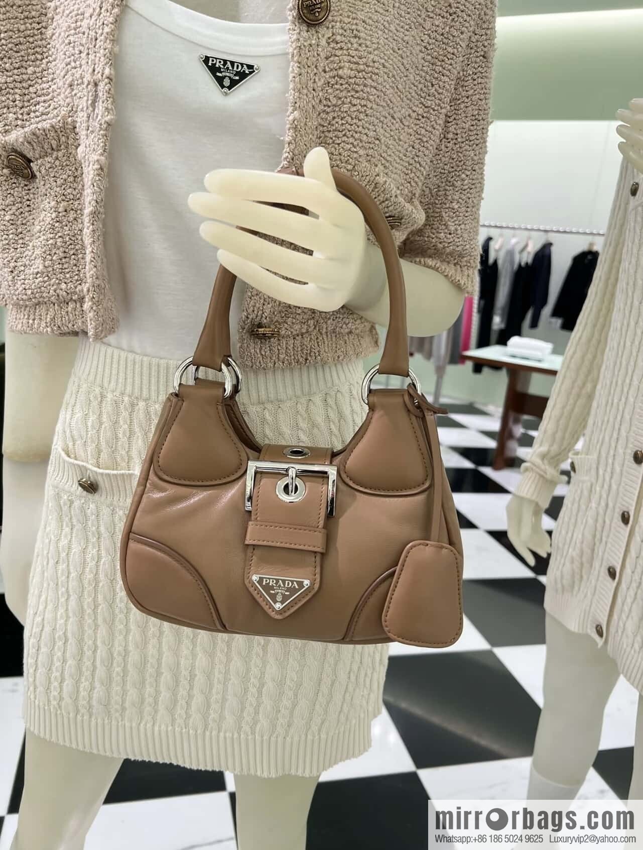 PRADA 🎉 new Moon handbag 🎉 1BA381 full lambskin🎉🎉