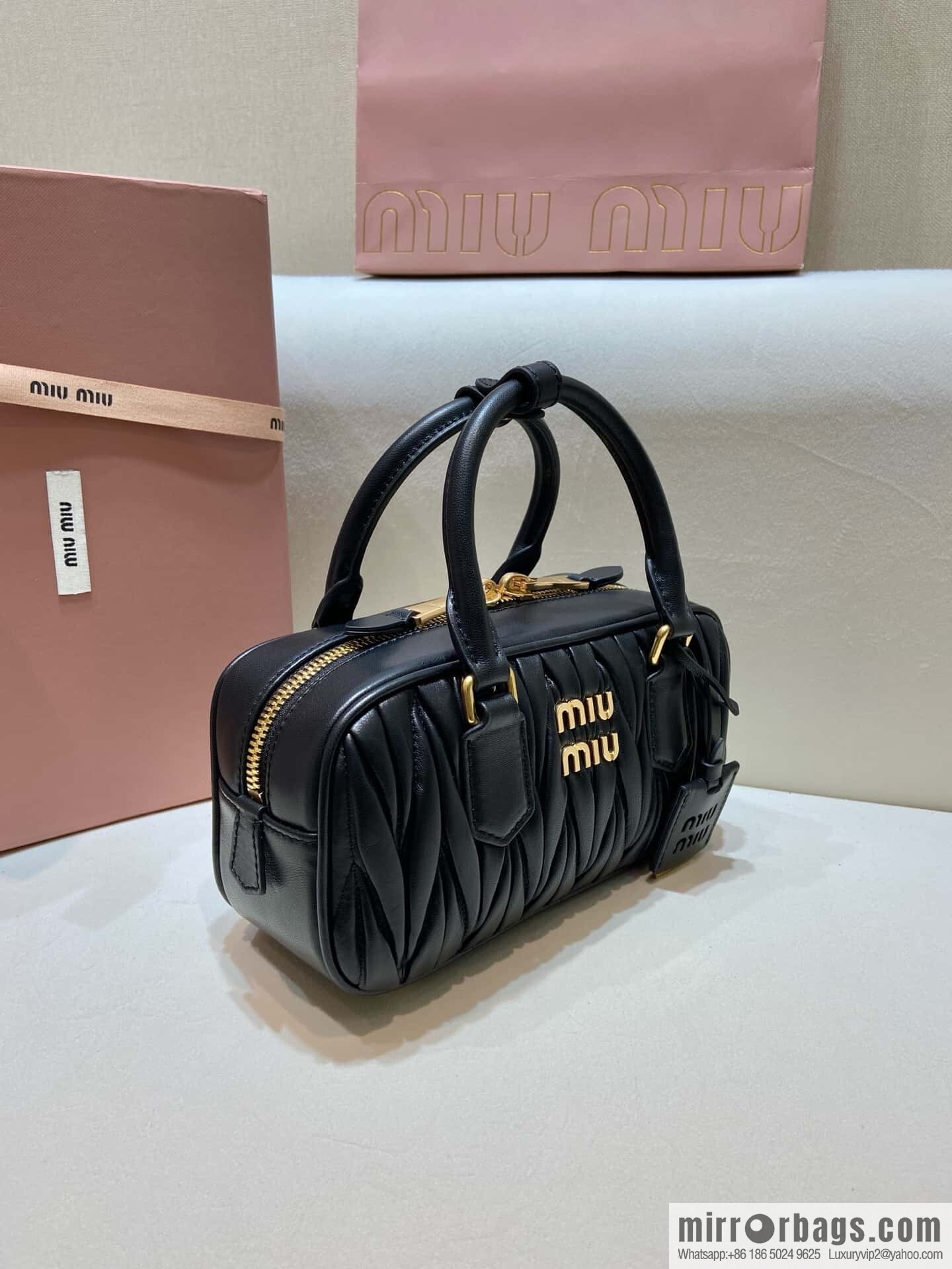 Sheepskin Textured Retro Rectangle Bag | Leather Bowling Bag 5BB142 💕💕 Black