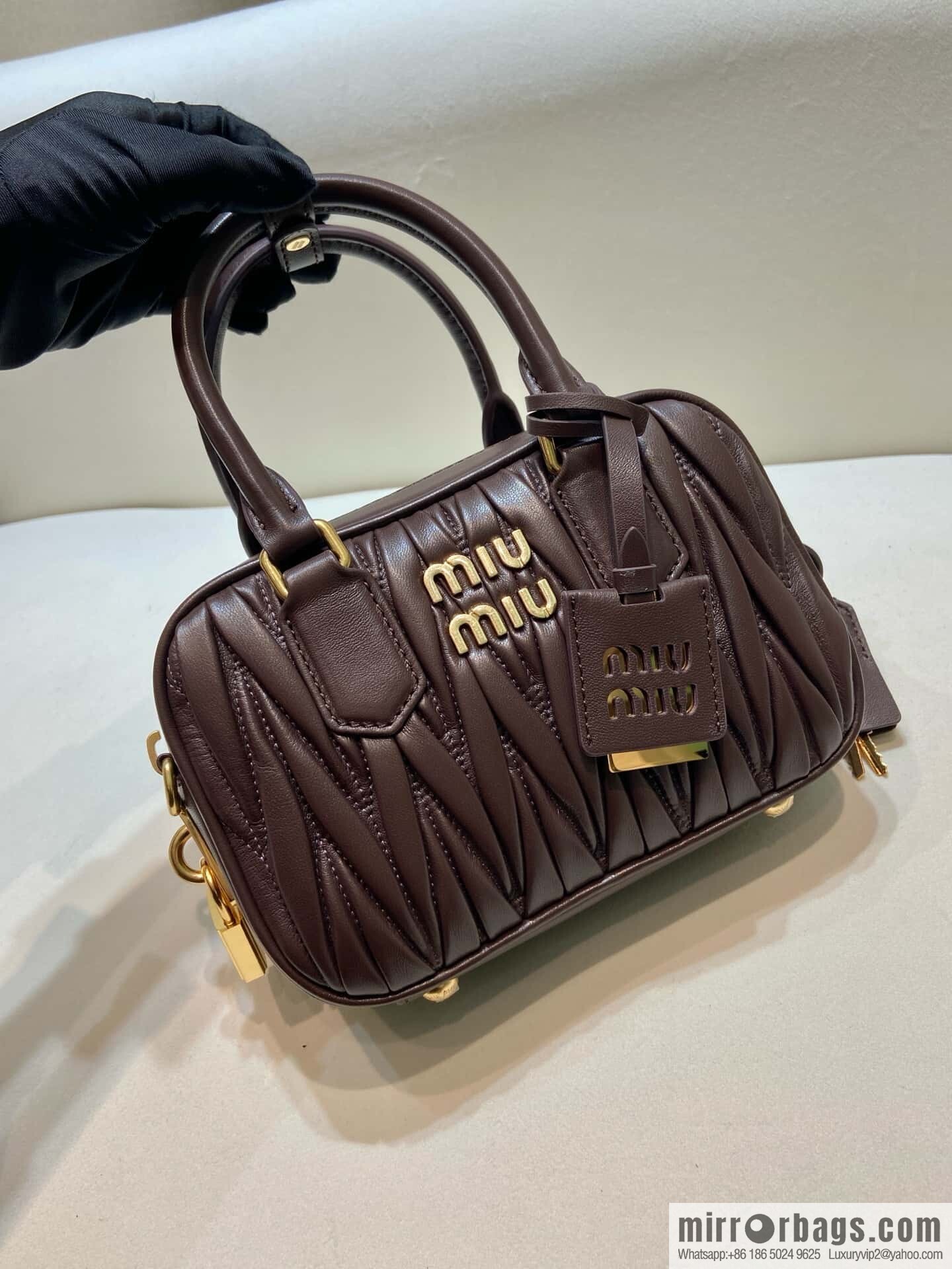 Sheepskin Textured Retro Rectangle Bag | Leather Bowling Bag 5BB123 💕💕 Chocolate