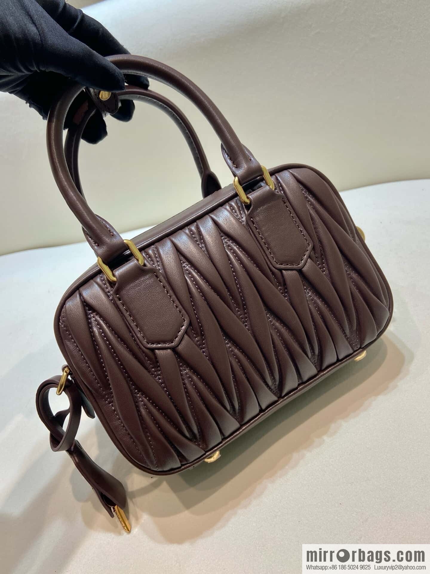 Sheepskin Textured Retro Rectangle Bag | Leather Bowling Bag 5BB123 💕💕 Chocolate