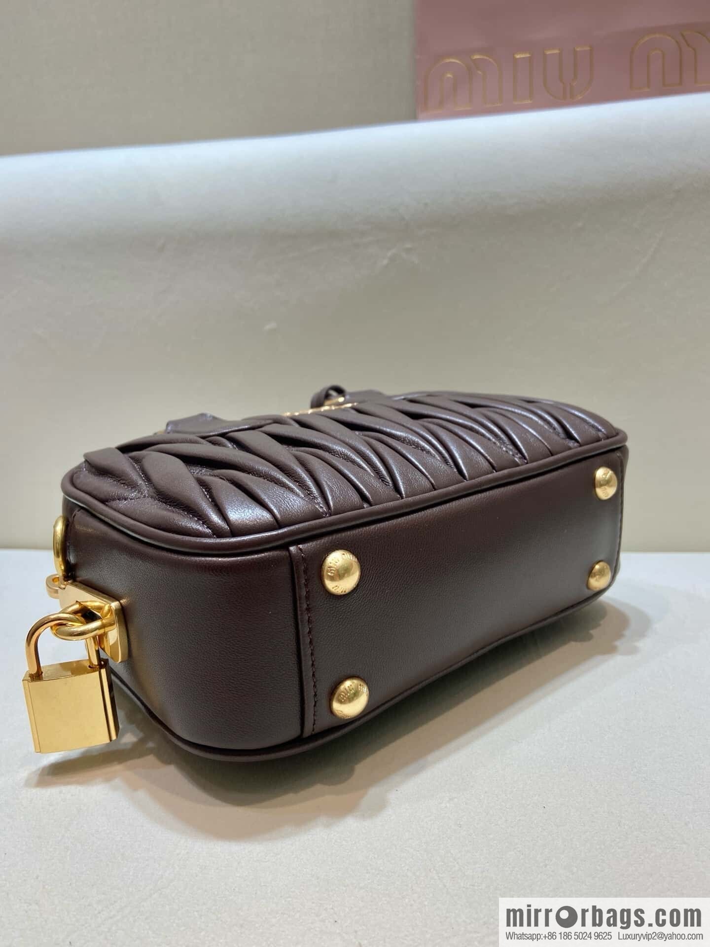 Sheepskin Textured Retro Rectangle Bag | Leather Bowling Bag 5BB123 💕💕 Chocolate