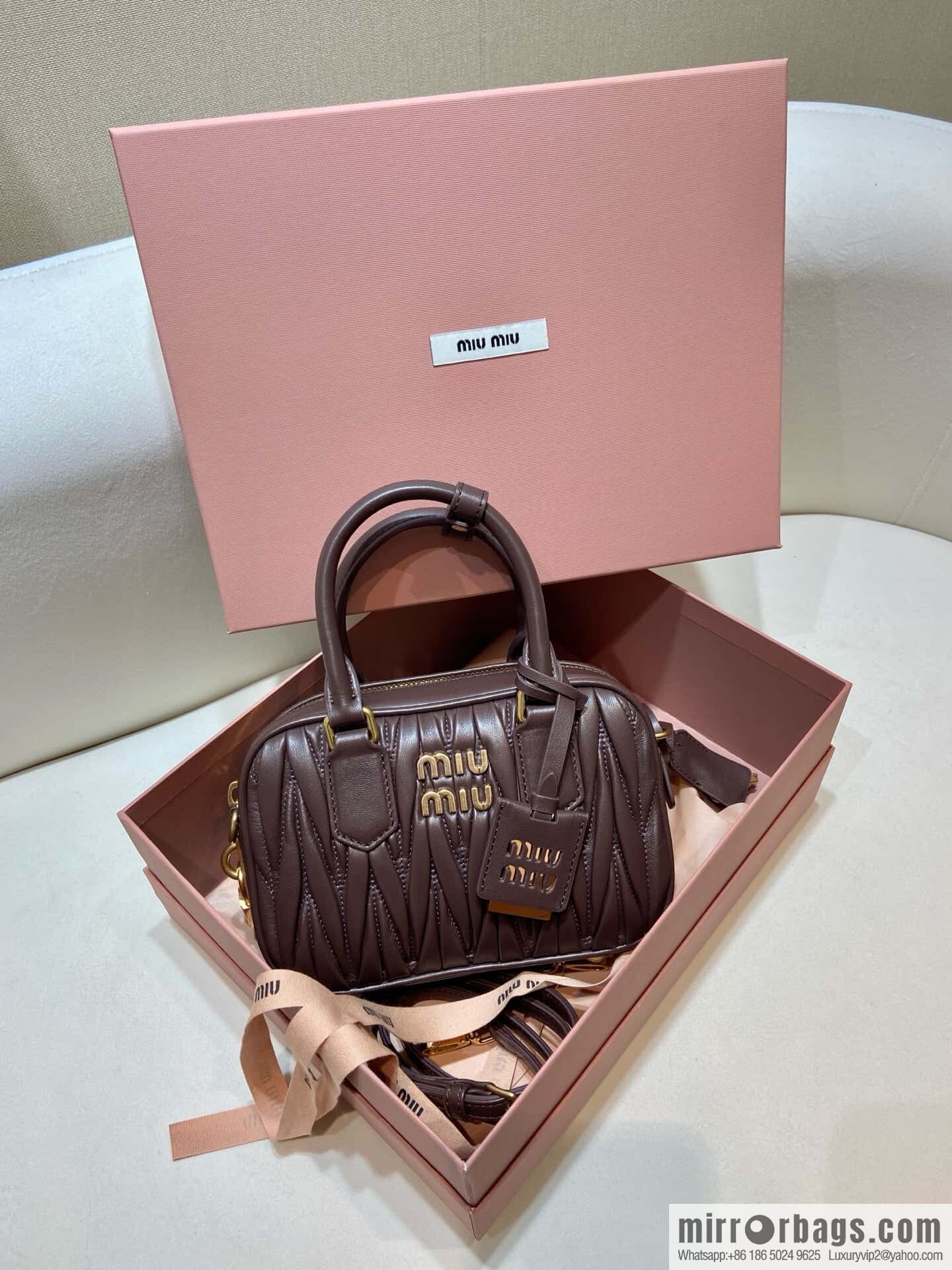 Sheepskin Textured Retro Rectangle Bag | Leather Bowling Bag 5BB123 💕💕 Chocolate