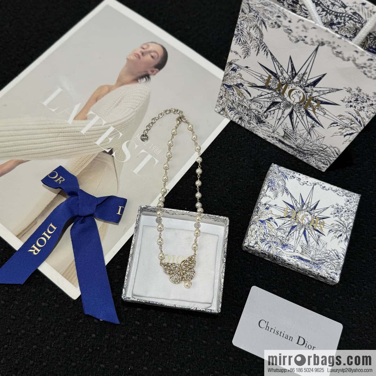 ❗️New ❗️ ☀️ New ☑️ Dior DIOR butterfly pearl necklace ☀️