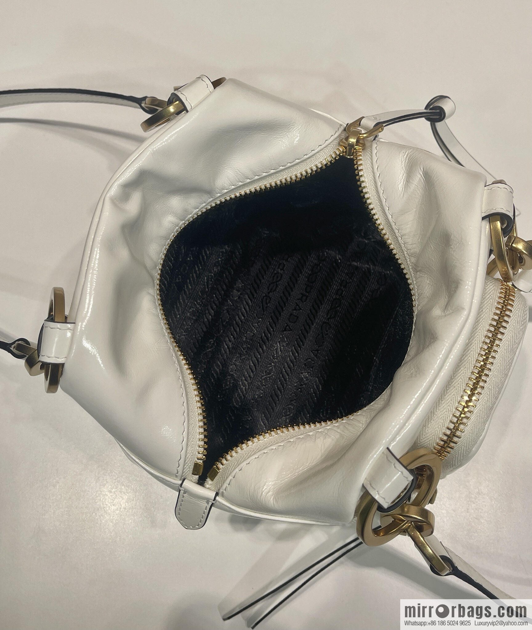 PRADA New Oil Waxed Leather 1BB137 Small, White