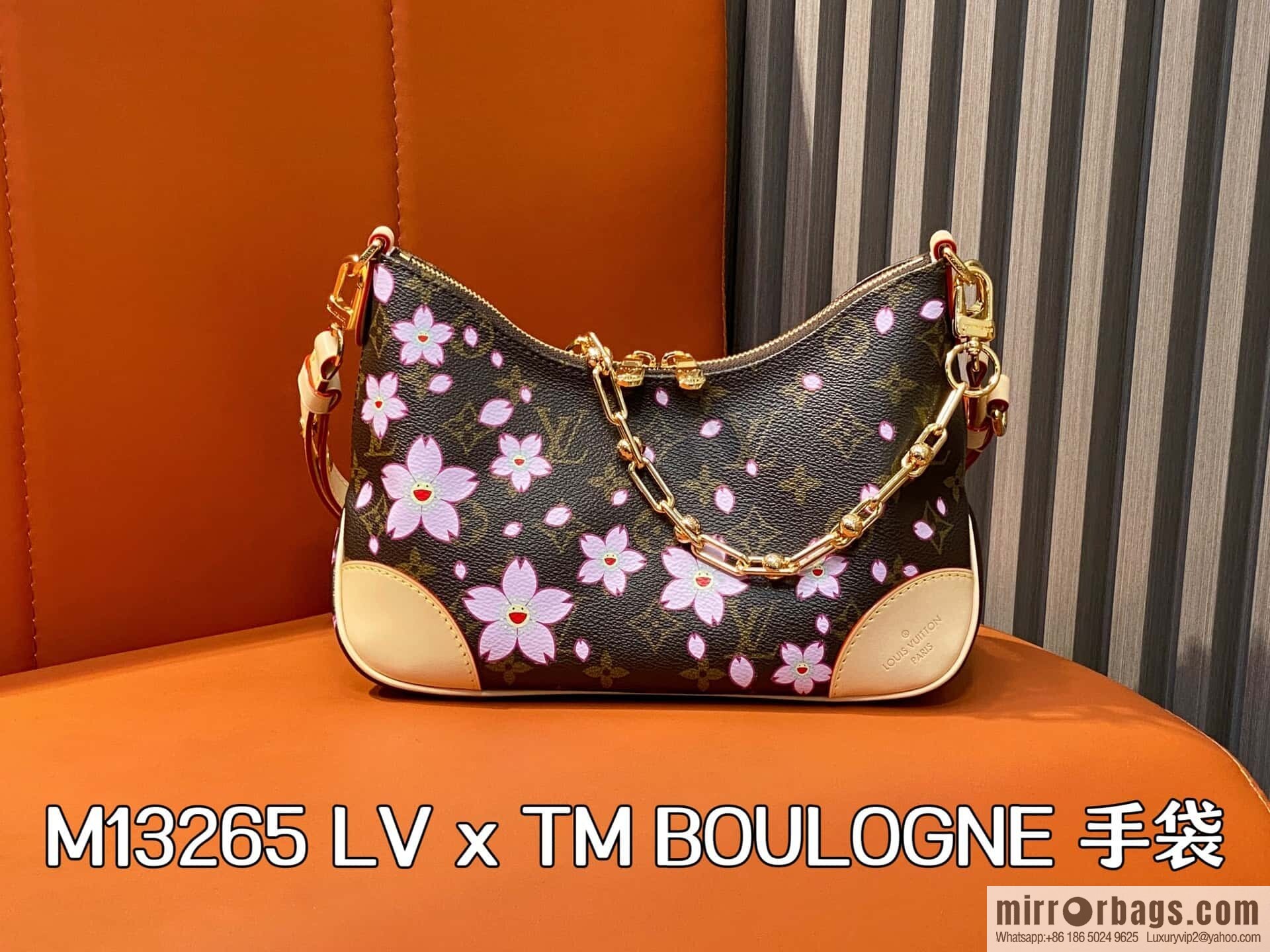 [Boutique‑grade] M13265 cherry blossom, silk screen croissant LV x TM BOULOGNE handbag