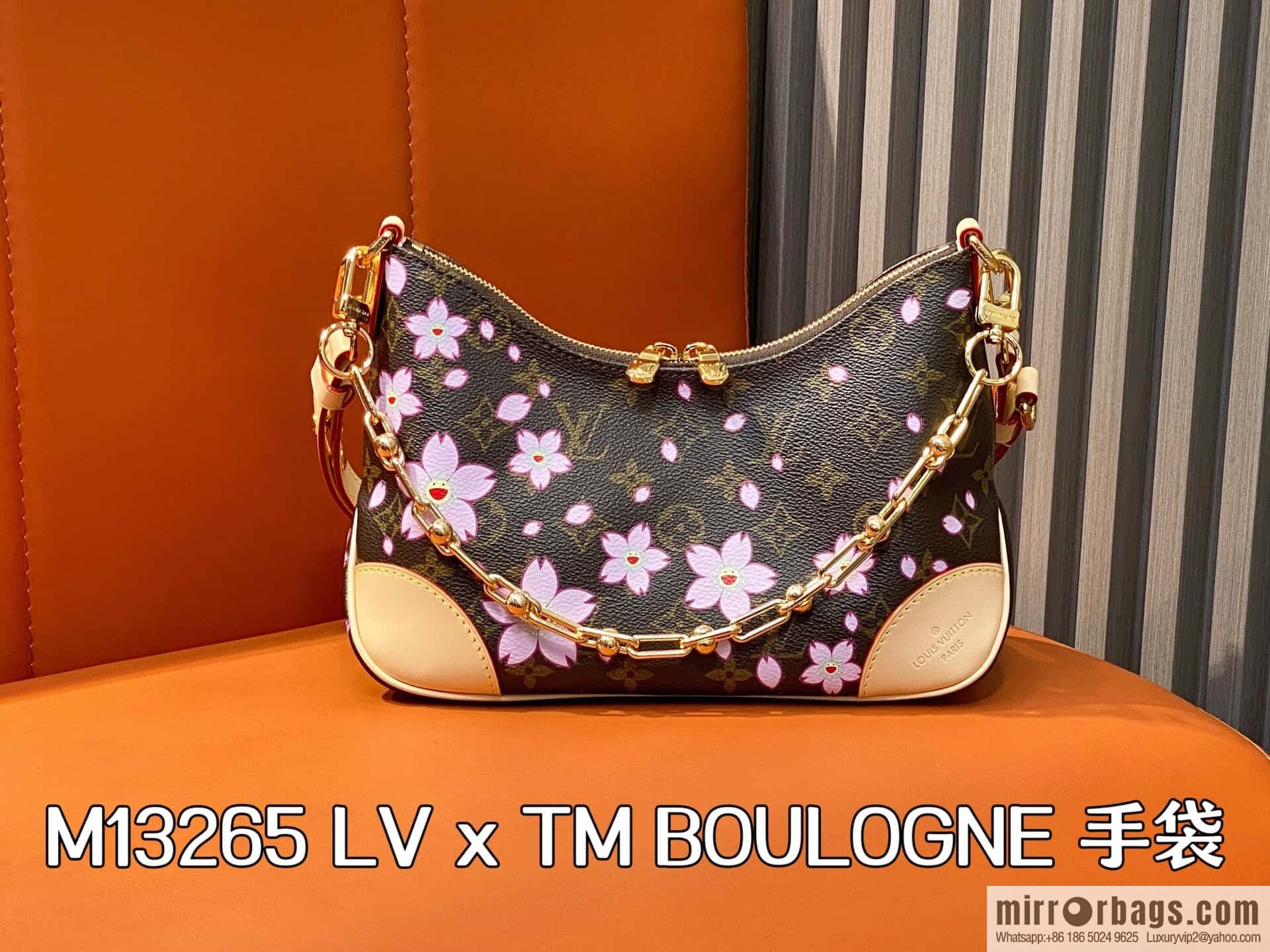 [Boutique‑grade] M13265 cherry blossom, silk screen croissant LV x TM BOULOGNE handbag