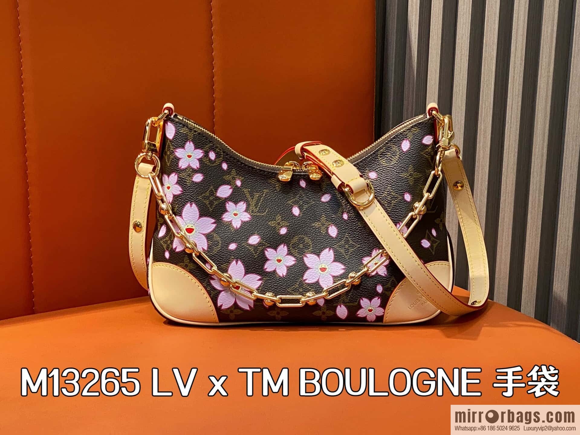 [Boutique‑grade] M13265 cherry blossom, silk screen croissant LV x TM BOULOGNE handbag