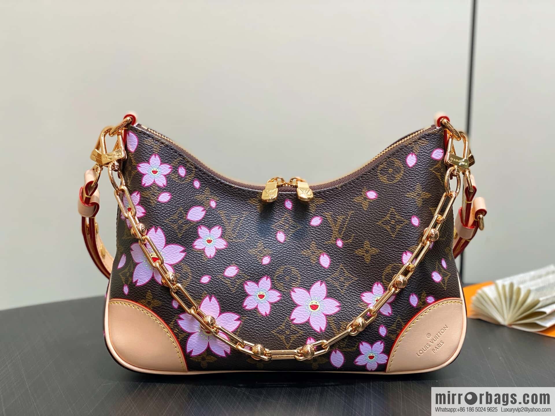 [Boutique‑grade] M13265 cherry blossom, silk screen croissant LV x TM BOULOGNE handbag