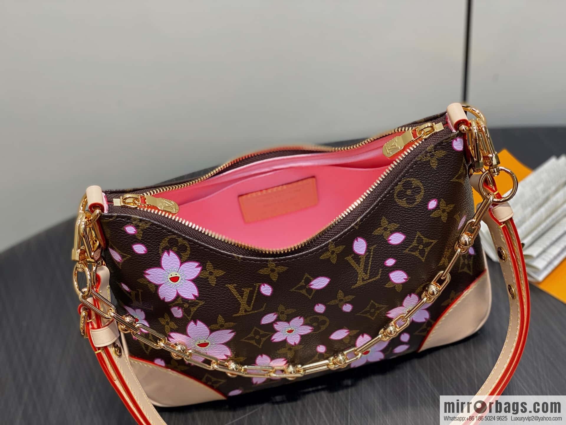[Boutique‑grade] M13265 cherry blossom, silk screen croissant LV x TM BOULOGNE handbag