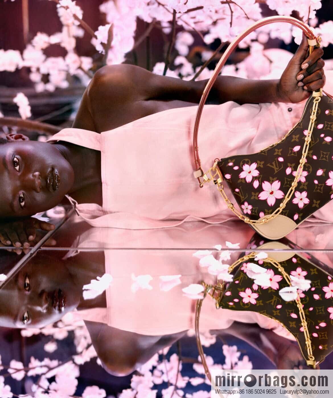 [Boutique‑grade] M13265 cherry blossom, silk screen croissant LV x TM BOULOGNE handbag