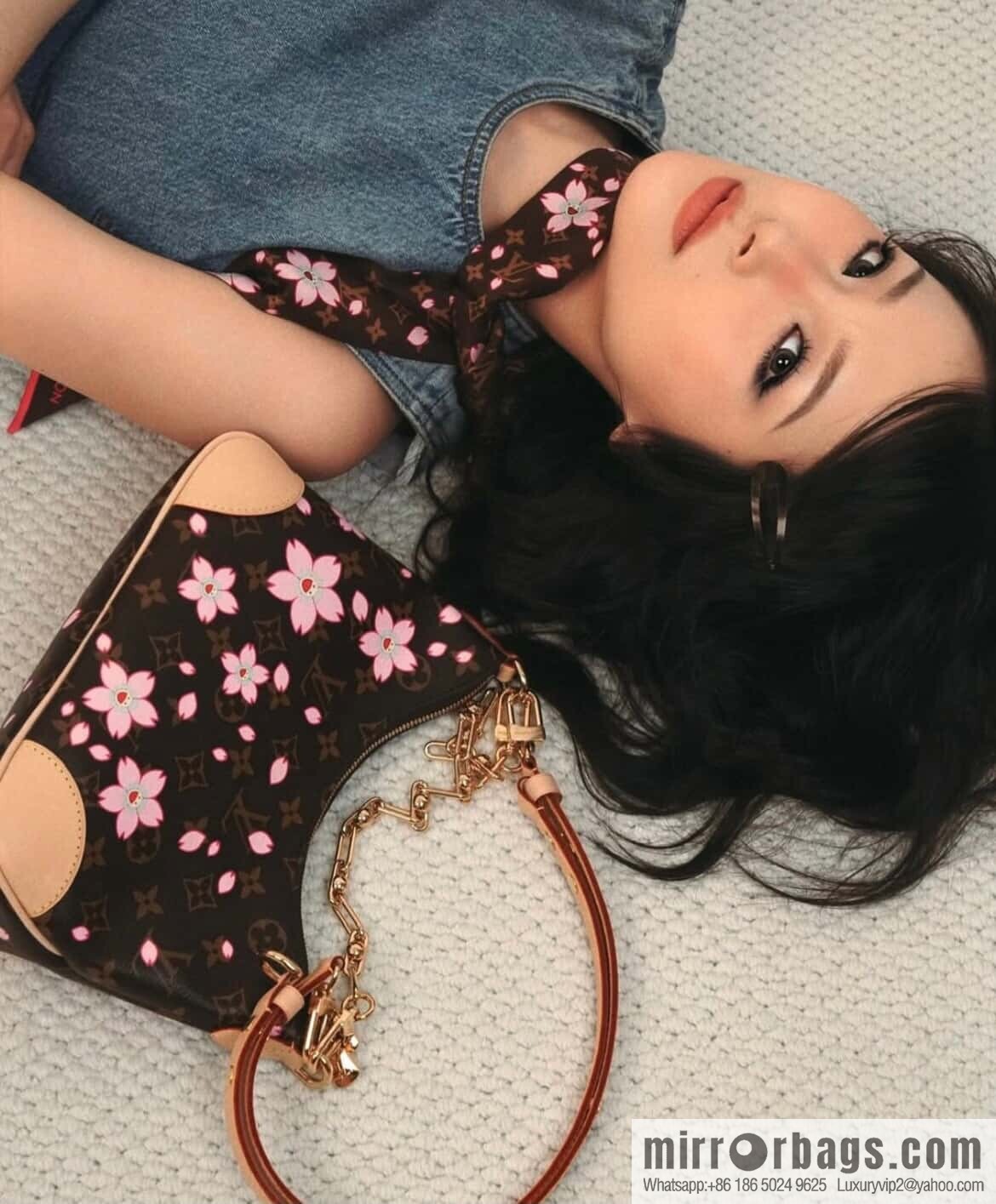 [Boutique‑grade] M13265 cherry blossom, silk screen croissant LV x TM BOULOGNE handbag