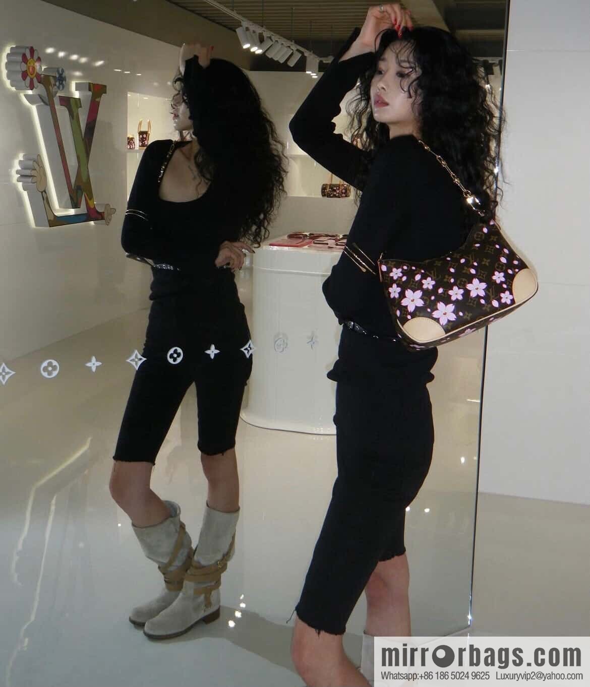 [Boutique‑grade] M13265 cherry blossom, silk screen croissant LV x TM BOULOGNE handbag